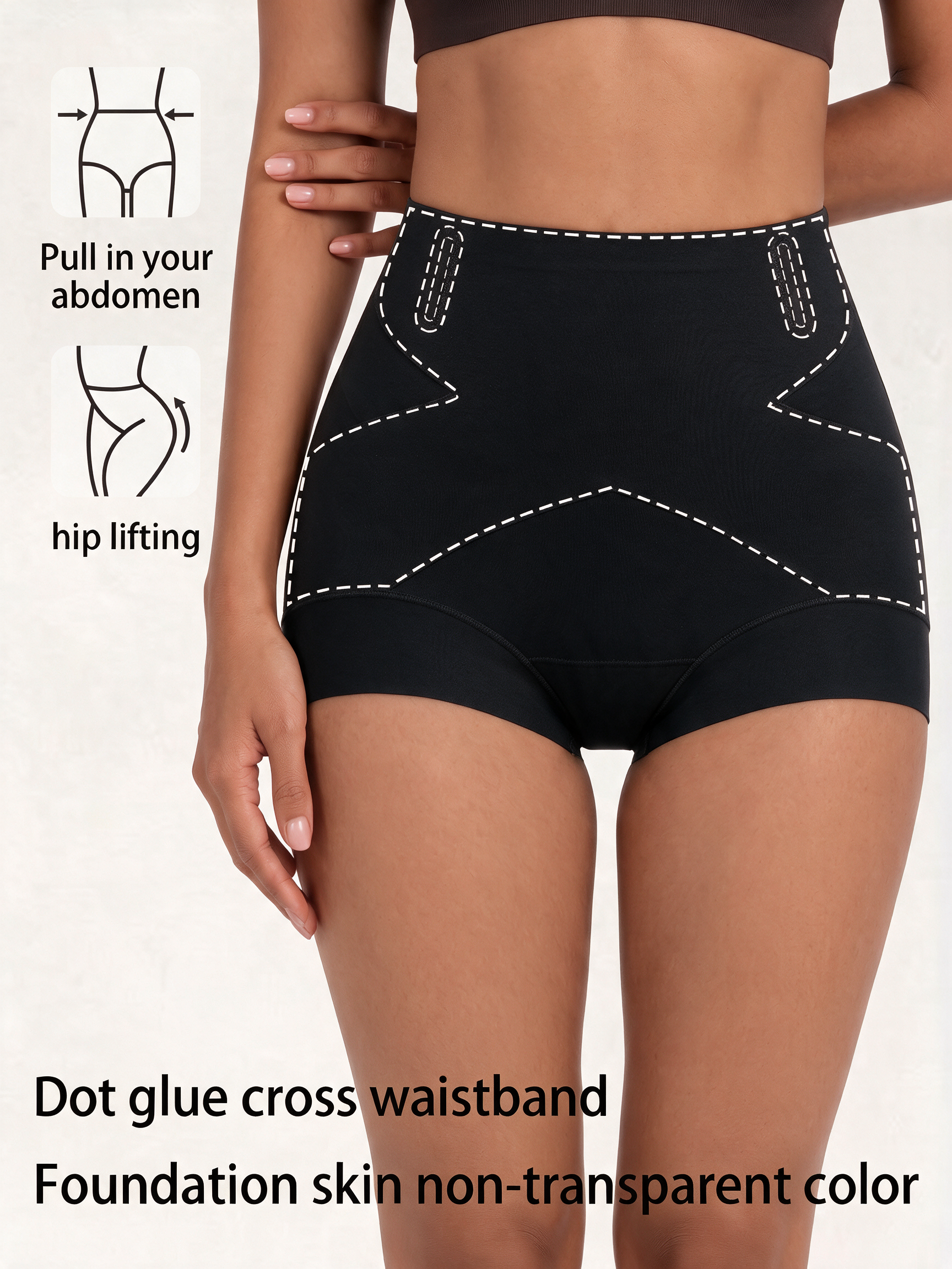 [DAGGLOSA] High Waist Tummy Control Shapewear Shorts, Cross Dot Glue Waistband Butt Lifter Shaper for Women