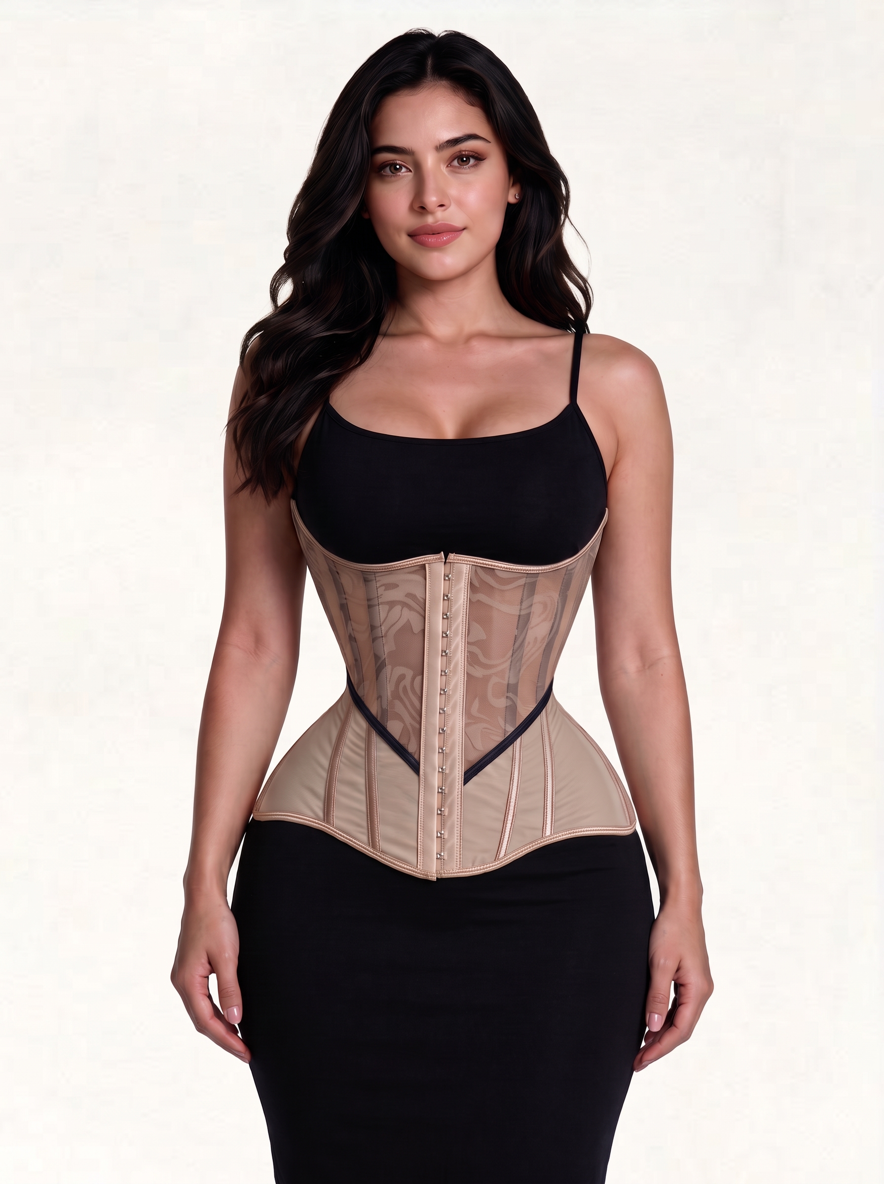 [DAGGLOSA] Sheer Floral Mesh Underbust Corset, Heavy Steel Boned Waist Trainer, Hourglass Waist Cincher for Women