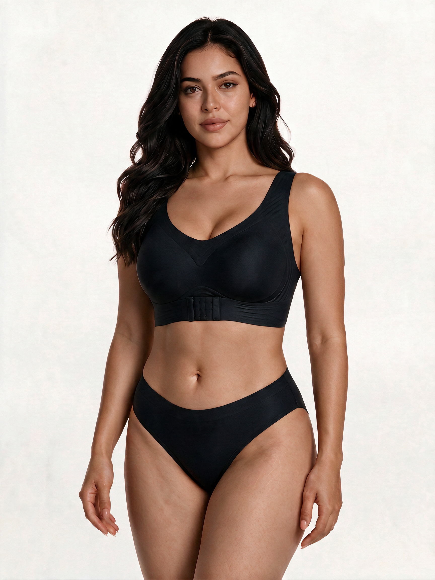 [DAGGLOSA] Full Coverage Wirefree Jelly Support Posture Corrector Bra, Wide Adjustable Straps Plus Size Bra with Higher Side Wings