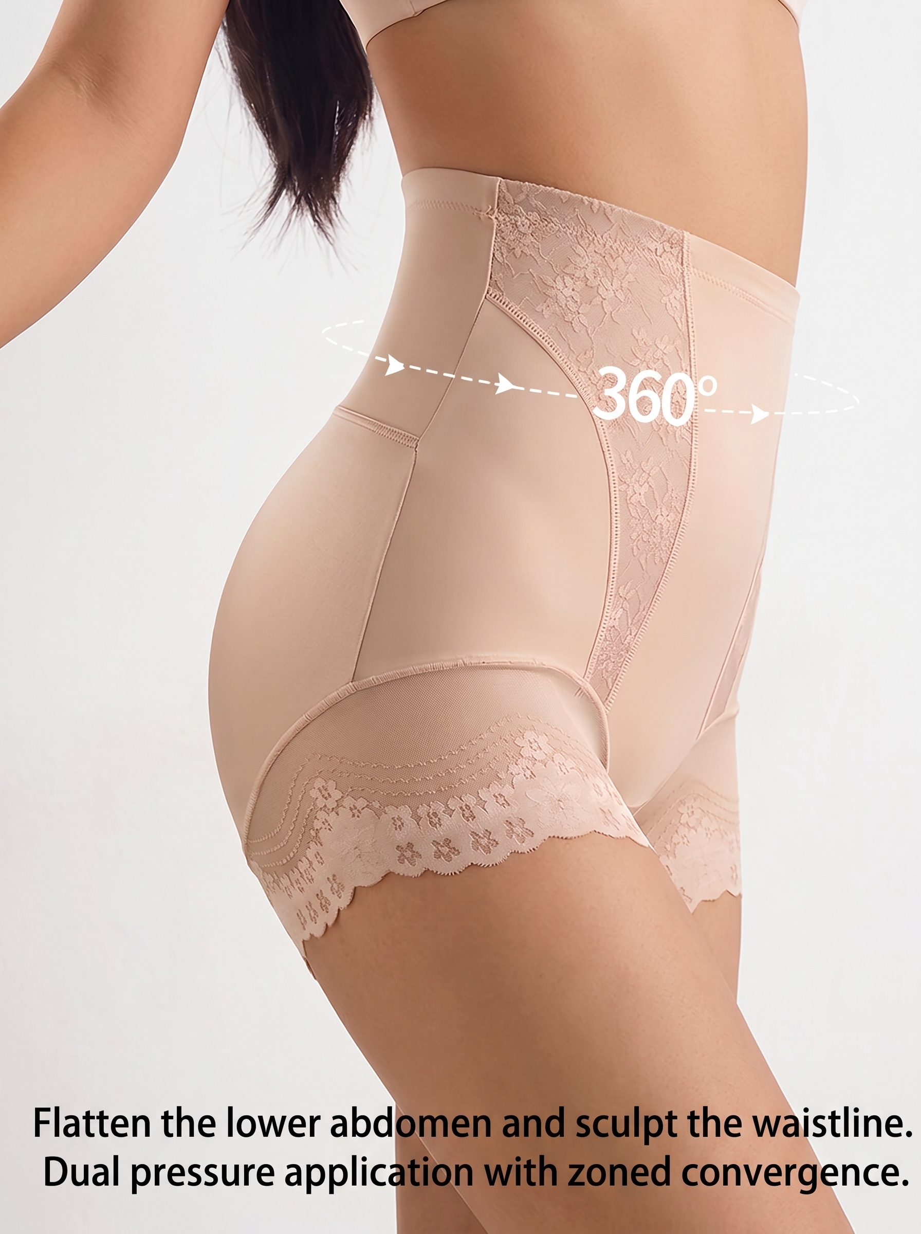 【DAGGLOSA】 High Waist Lace Shapewear Shorts, Tummy Control Butt Lifter Body Shaper for Women, Light Compression Anti-Roll Shaping Boyshort