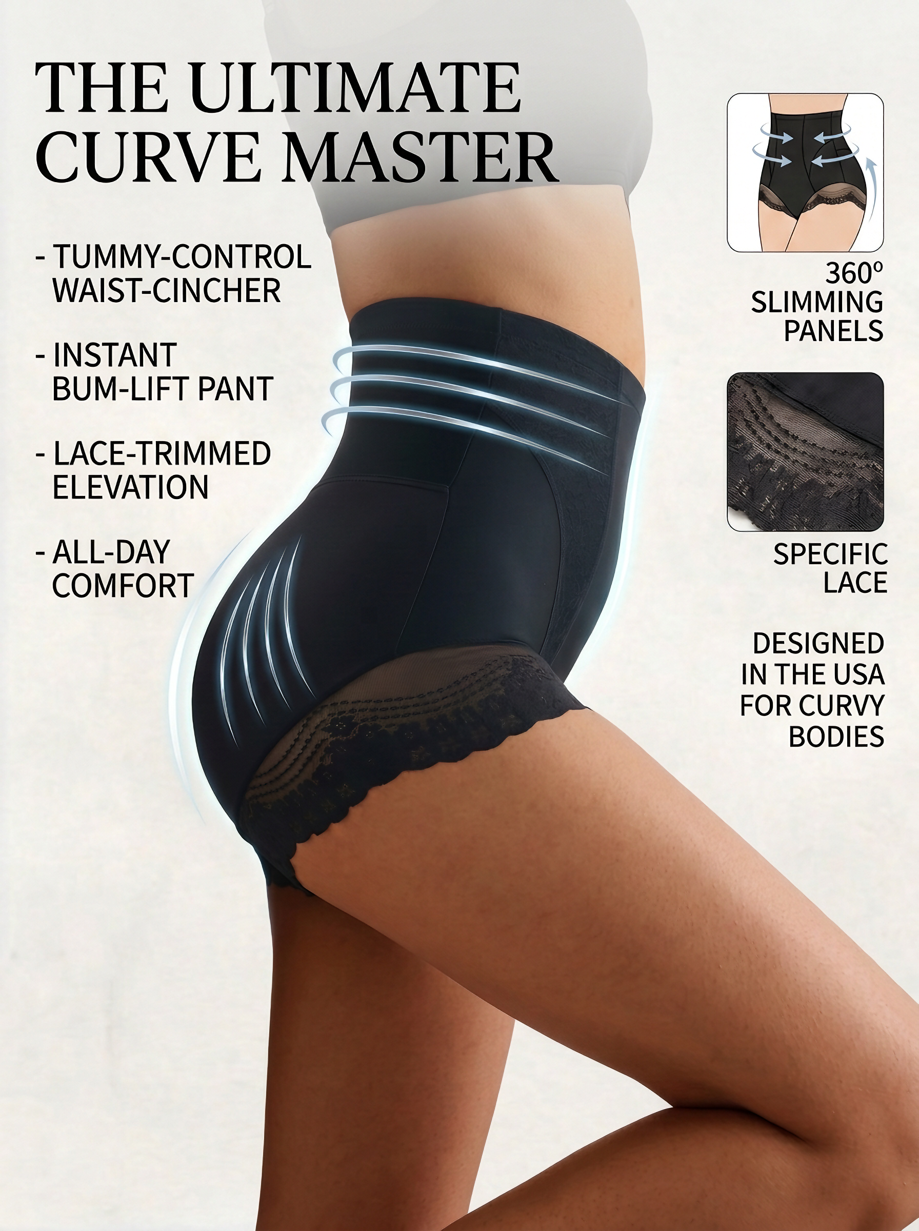【DAGGLOSA】 High Waist Lace Shapewear Shorts, Tummy Control Butt Lifter Body Shaper for Women, Light Compression Anti-Roll Shaping Boyshort