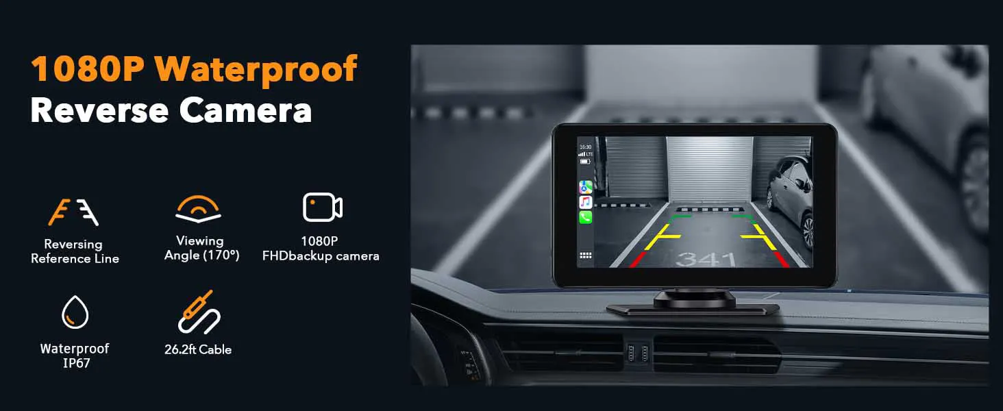 7" HD Wireless Car Stereo with Apple Carplay and 1080P Backup Camera, Android Auto Adapter with GPS Navigation, Bluetooth,Airplay