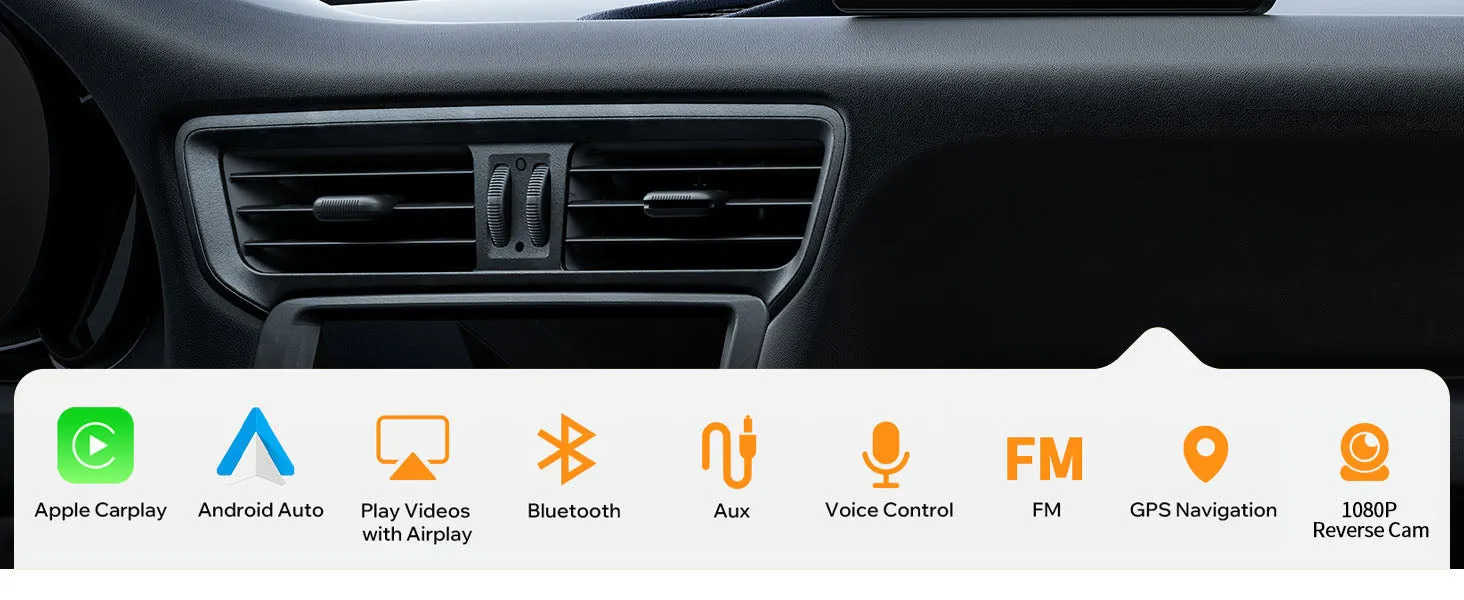 7" HD Wireless Car Stereo with Apple Carplay and 1080P Backup Camera, Android Auto Adapter with GPS Navigation, Bluetooth,Airplay