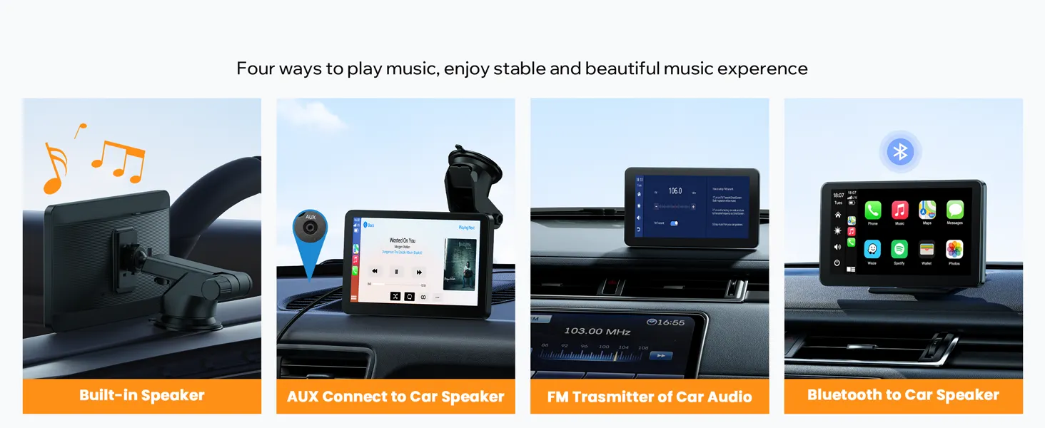 7" HD Wireless Car Stereo with Apple Carplay and 1080P Backup Camera, Android Auto Adapter with GPS Navigation, Bluetooth,Airplay