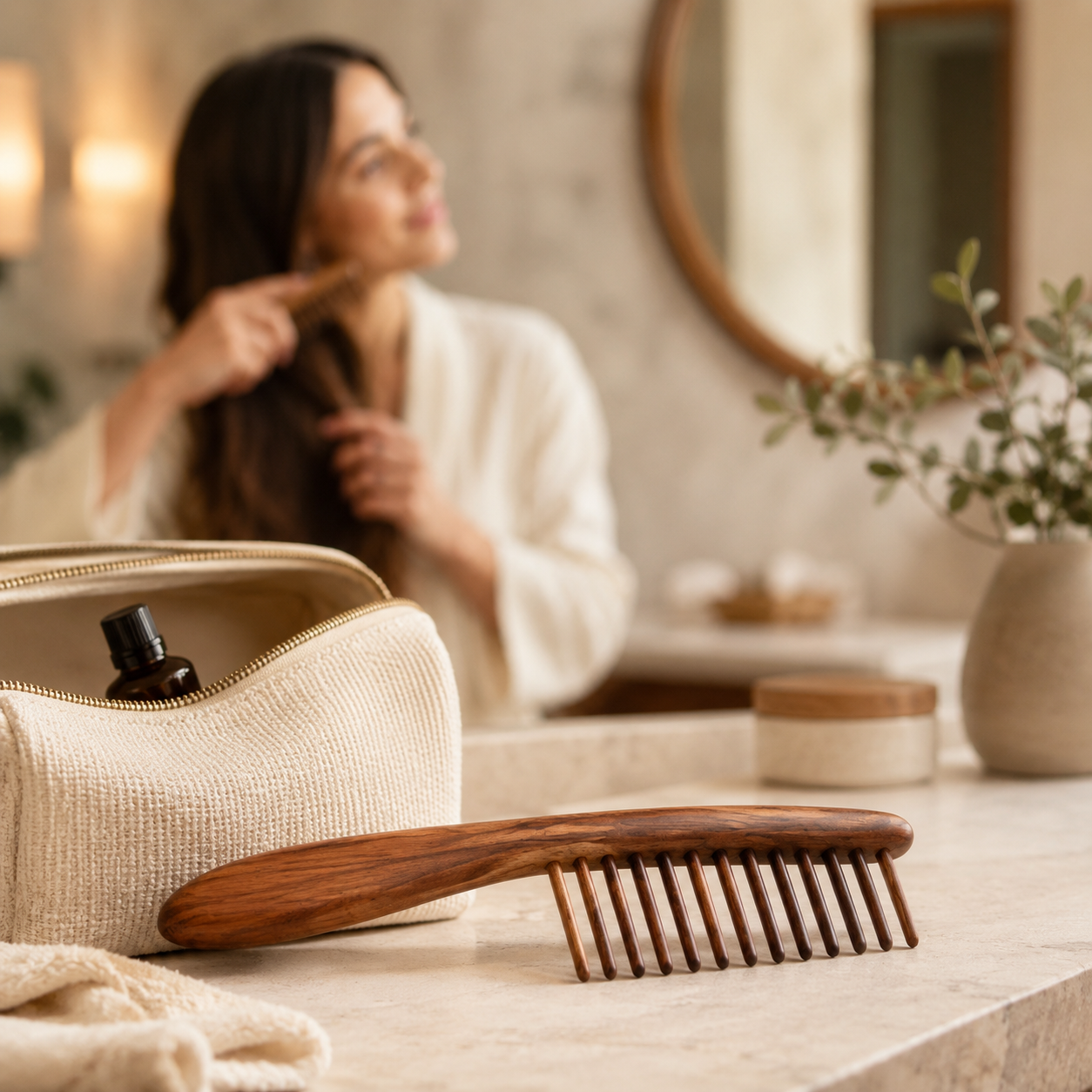 Rosenholzkamm mit Zinken für Massagezwecke, graviertes Haarpflege- und Haarpflegewerkzeug aus grünem Sandelholz für die Feier zum ersten Geburtstag eines Babys.