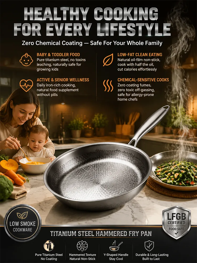 Handcrafted with countless hammer blows. Say goodbye to frequent wok replacements, buy one, use it for a lifetime!