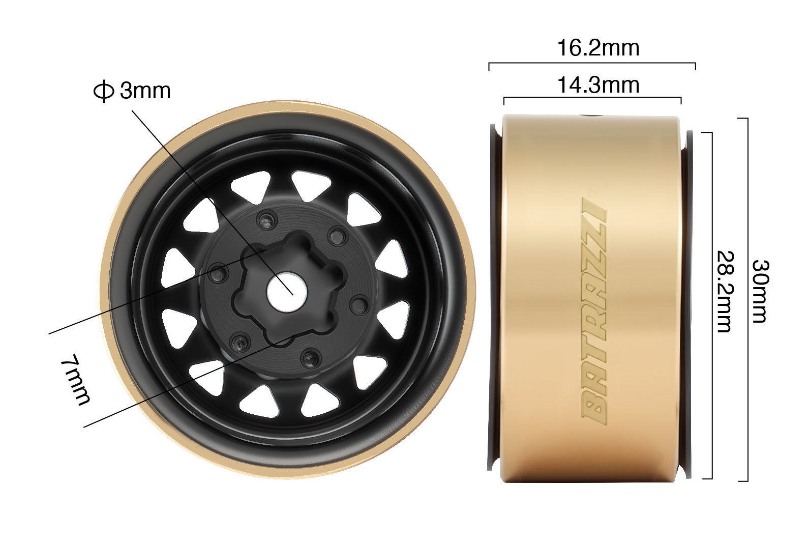 BATRAZZI 1.0” Steelie Beadlock Wheels (4 pcs)
