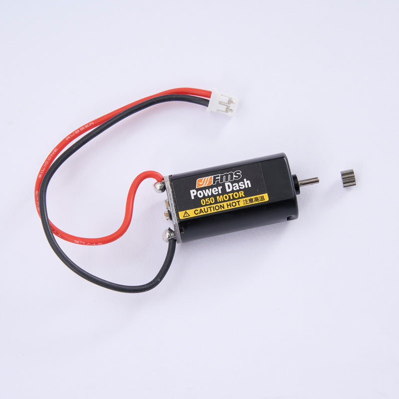 FCX24M 050 Power Dash motor set with warning label and connectors