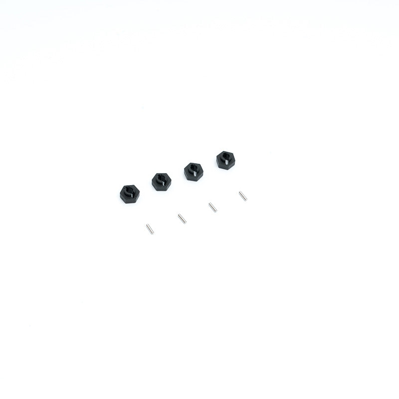 Set of hex wheel adapters and pins for remote control vehicles