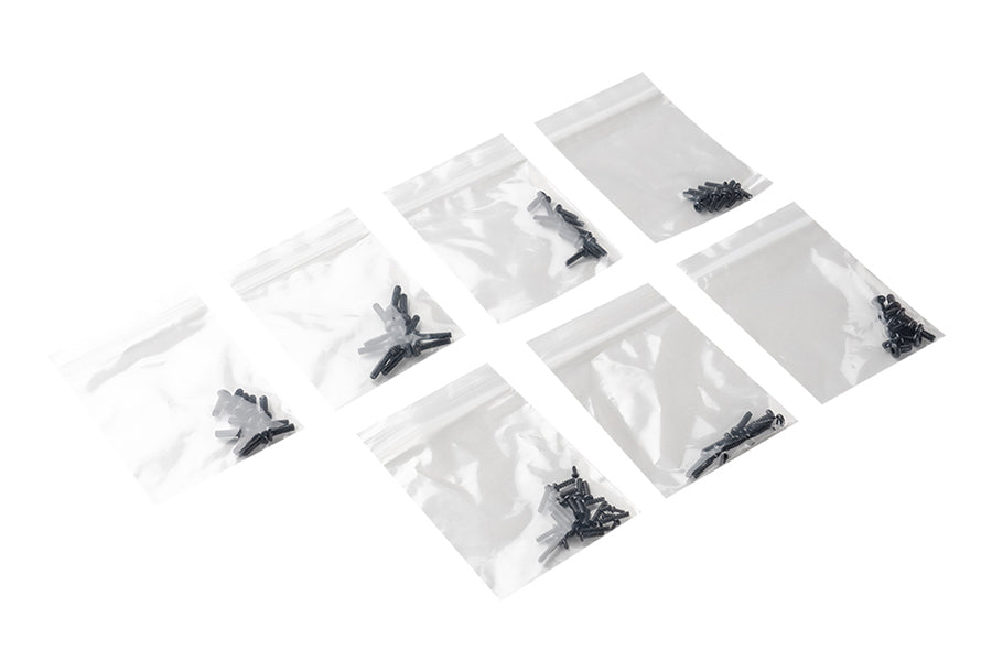 Assorted screws in bags for 1:18 RC models, including K10 and FJ Cruiser.