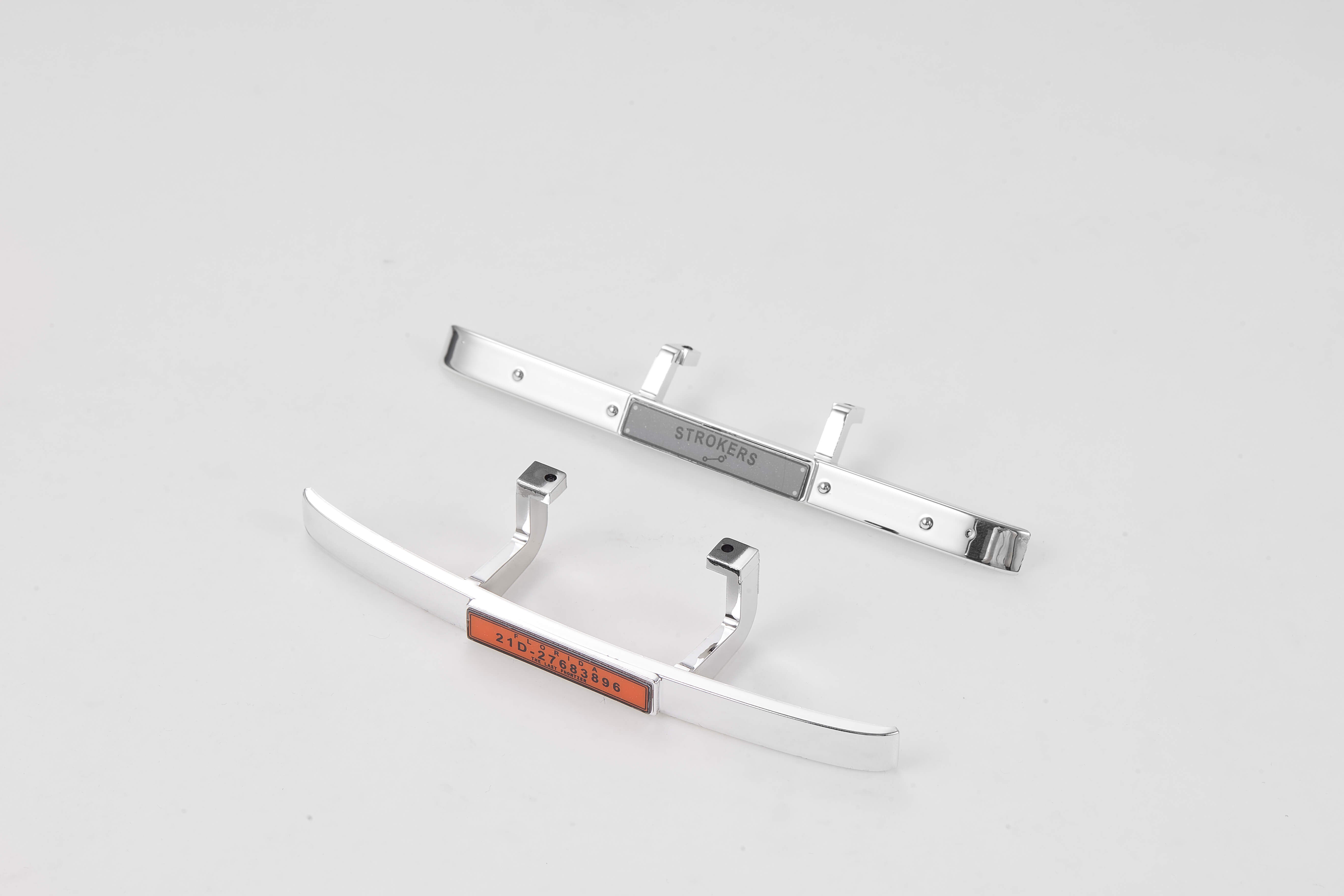 1:18 scale model chrome bumpers with mounting brackets