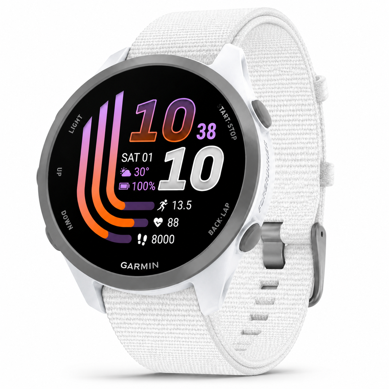GARMIN | Nagy felbontású AMOLED kijelzővel és könnyű, hordozható kialakítással rendelkezik; átfogó adatelemzési képességeket kínál – beleértve a pulzusszám-variabilitás (HRV) monitorozását, több mint 80 vezetett edzést, valamint biztonsági és követési fun