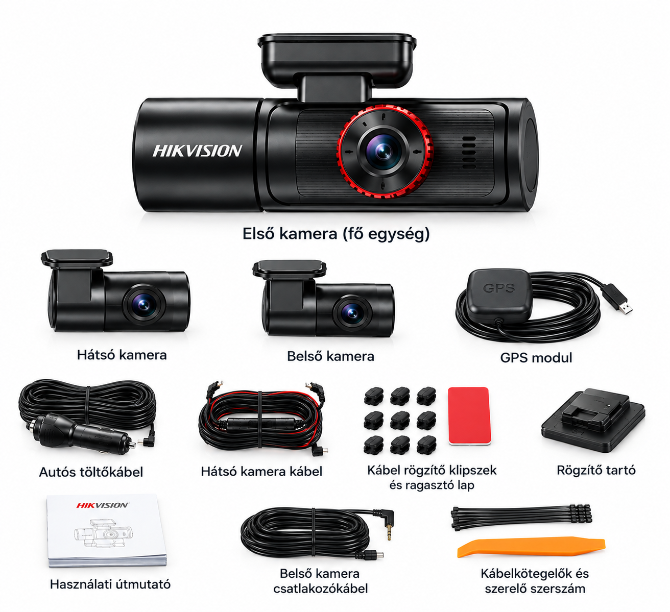 Hikvision G9 4K UHD háromcsatornás autós menetrögzítő kamera GPS-szel, AI vezetéstámogatással és STARVIS 2 éjjellátással