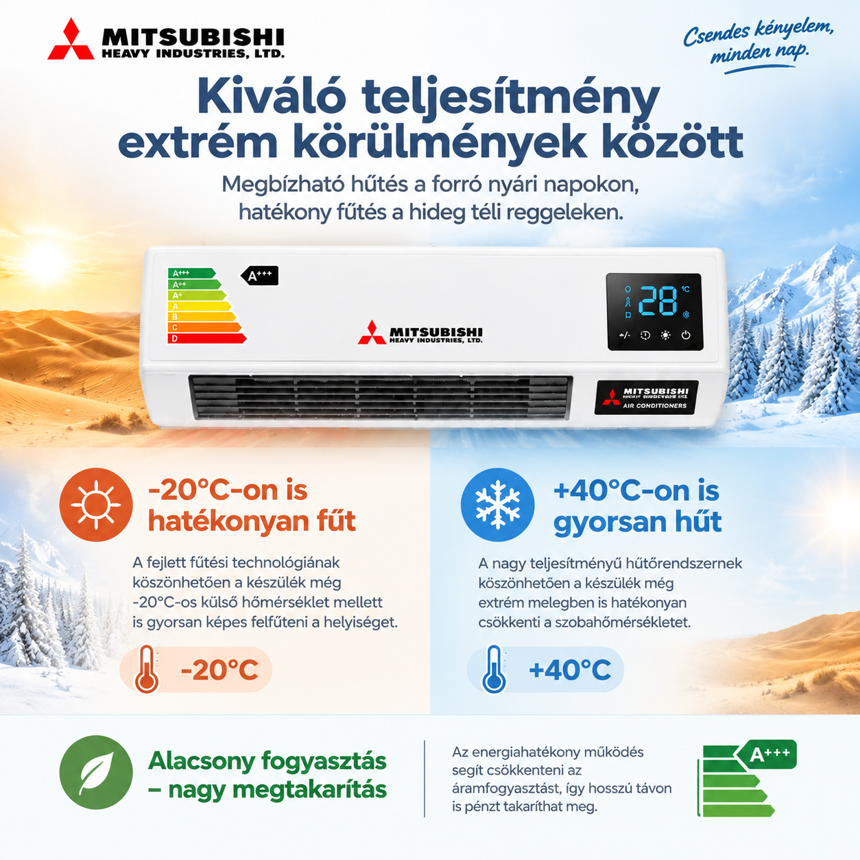 🏠 Mitsubishi Heavy Industries 2 az 1-ben klíma – fúrás nélkül, egyszerű telepítéssel! Gyors hűtés, erős fűtés, alacsony fogyasztás, csendes komfort és UV levegőtisztítás egész évben!