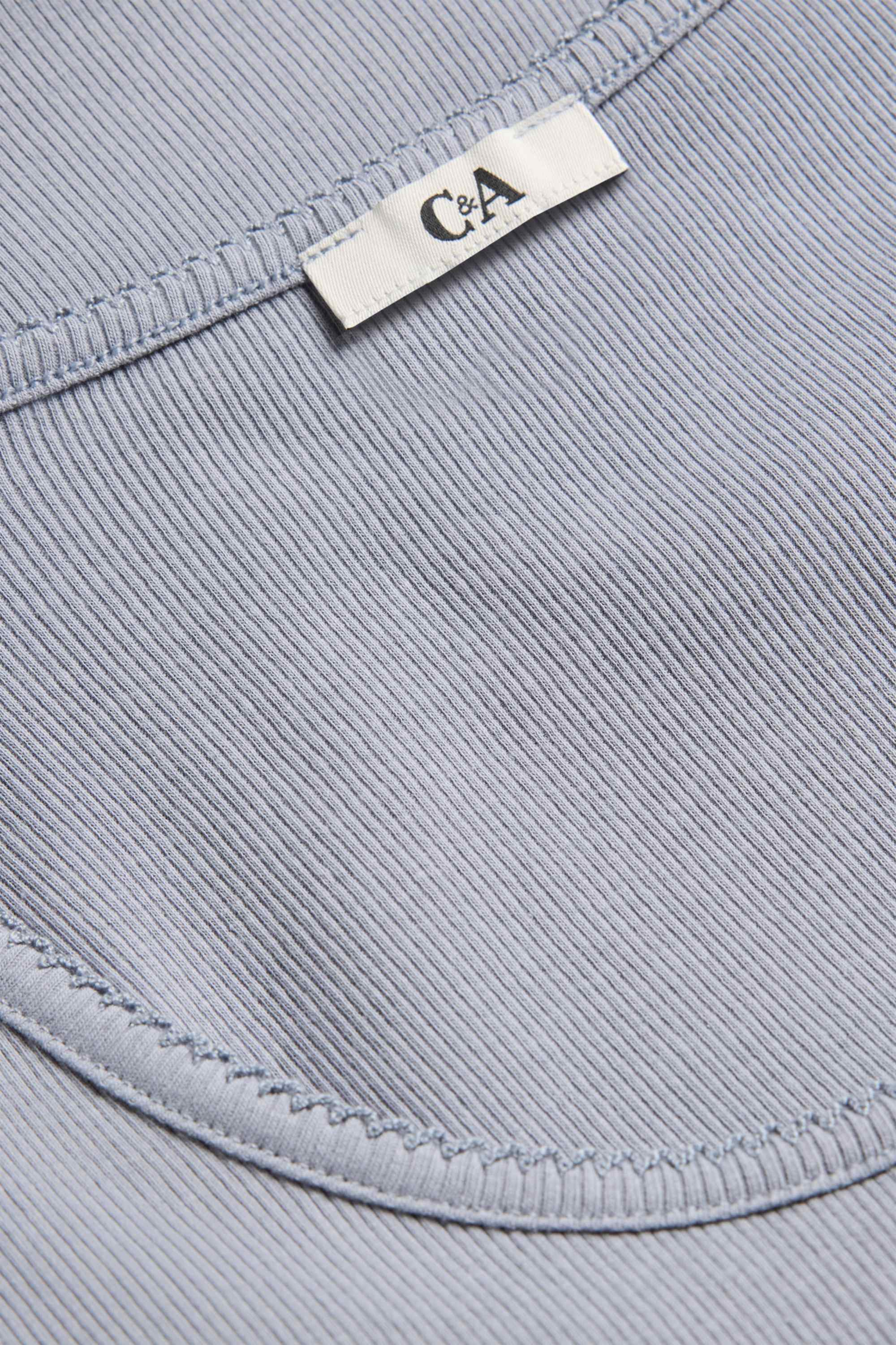 T-shirt - slim fit - ribbed gray