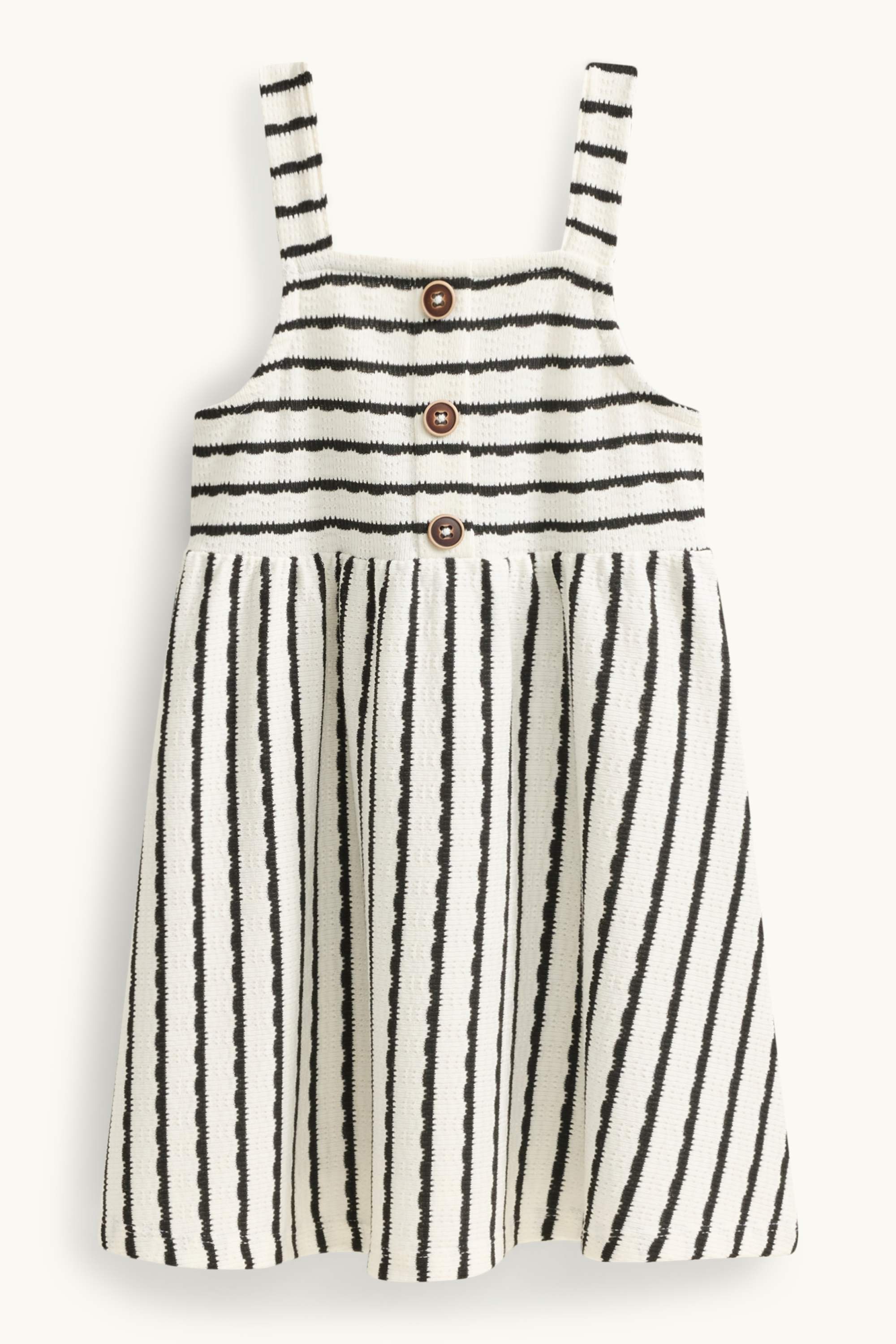 Knitted dress - striped white / black