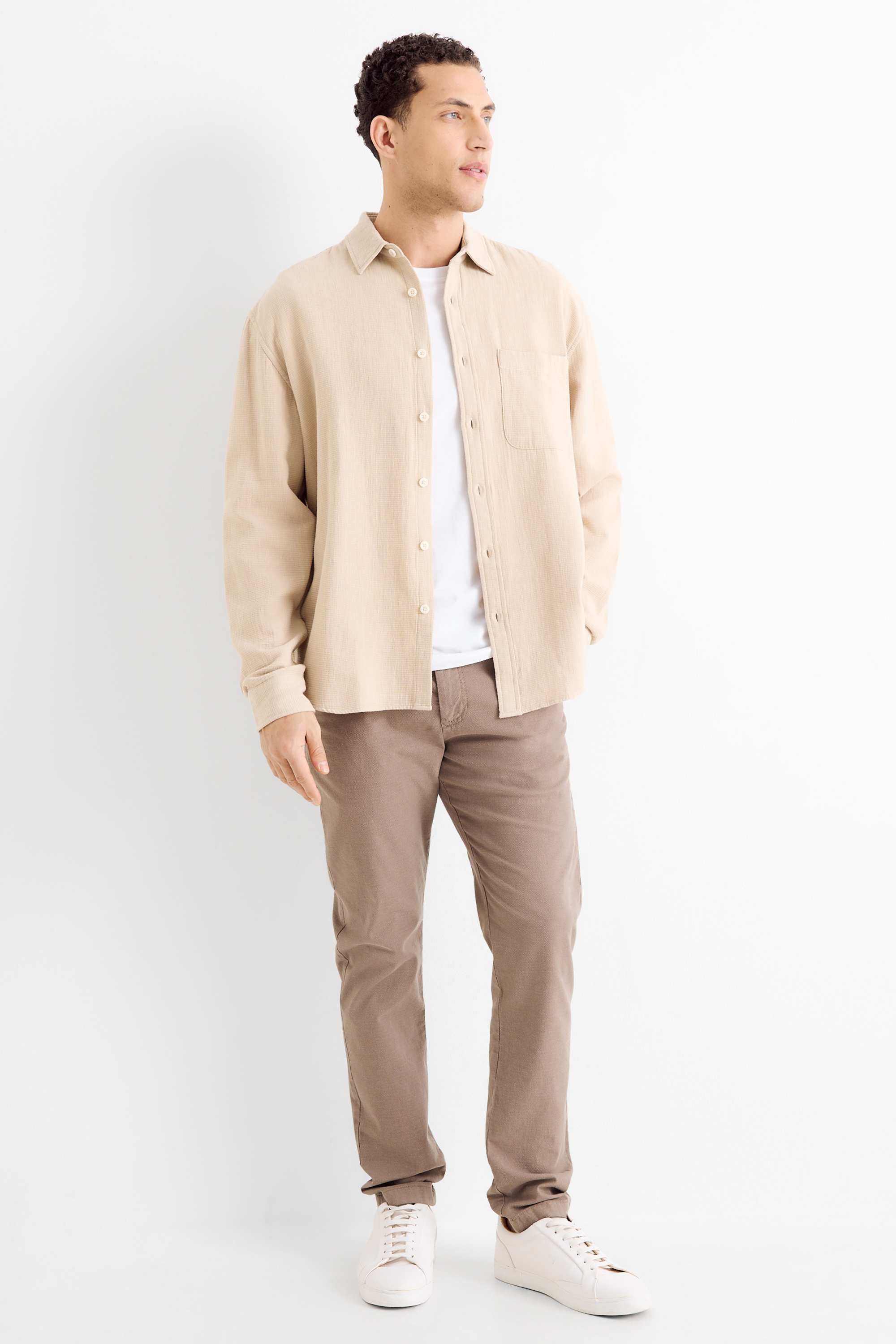 Chinos - slim fit - textured brown