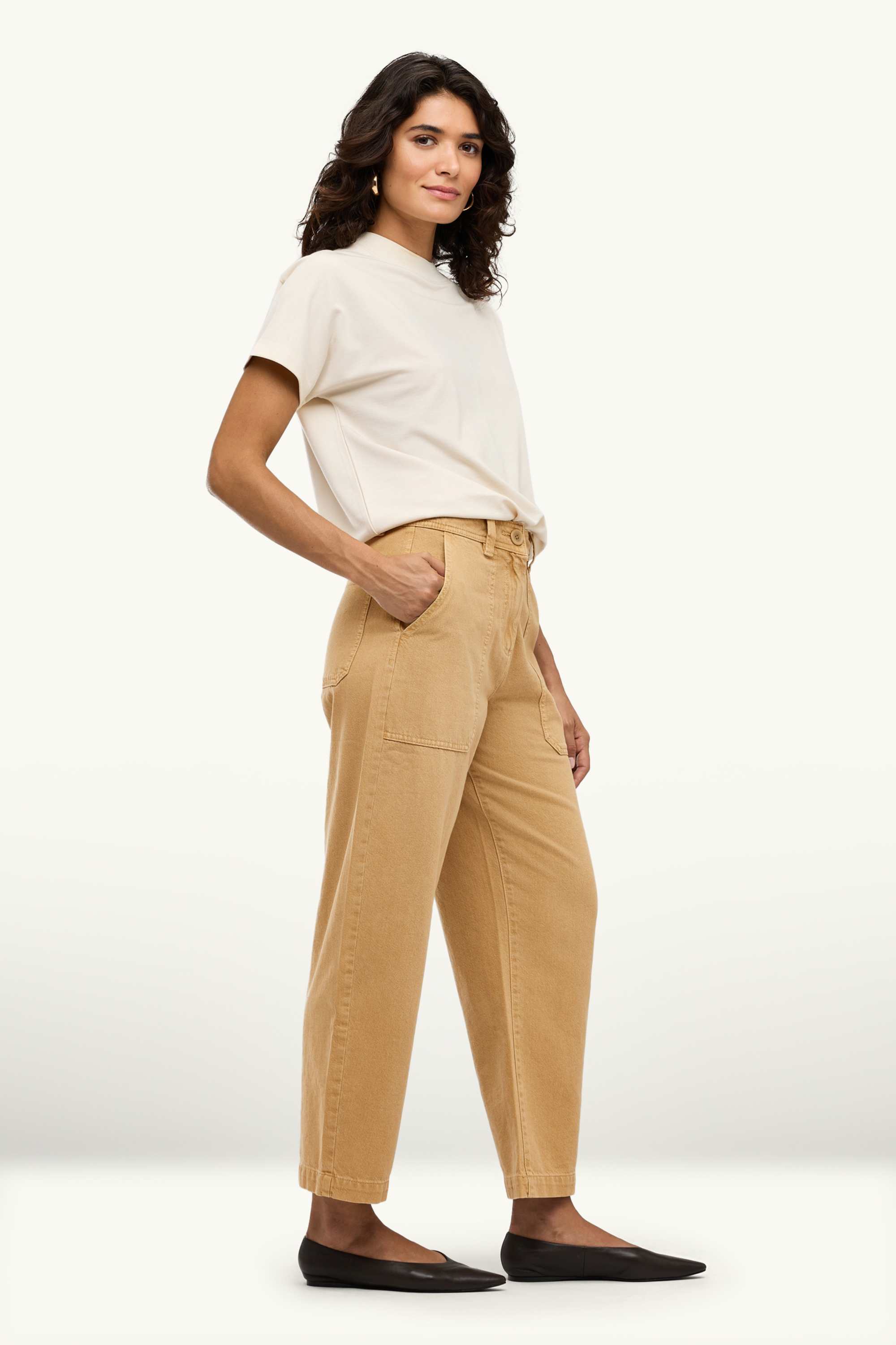 Barrel jeans - high waist beige