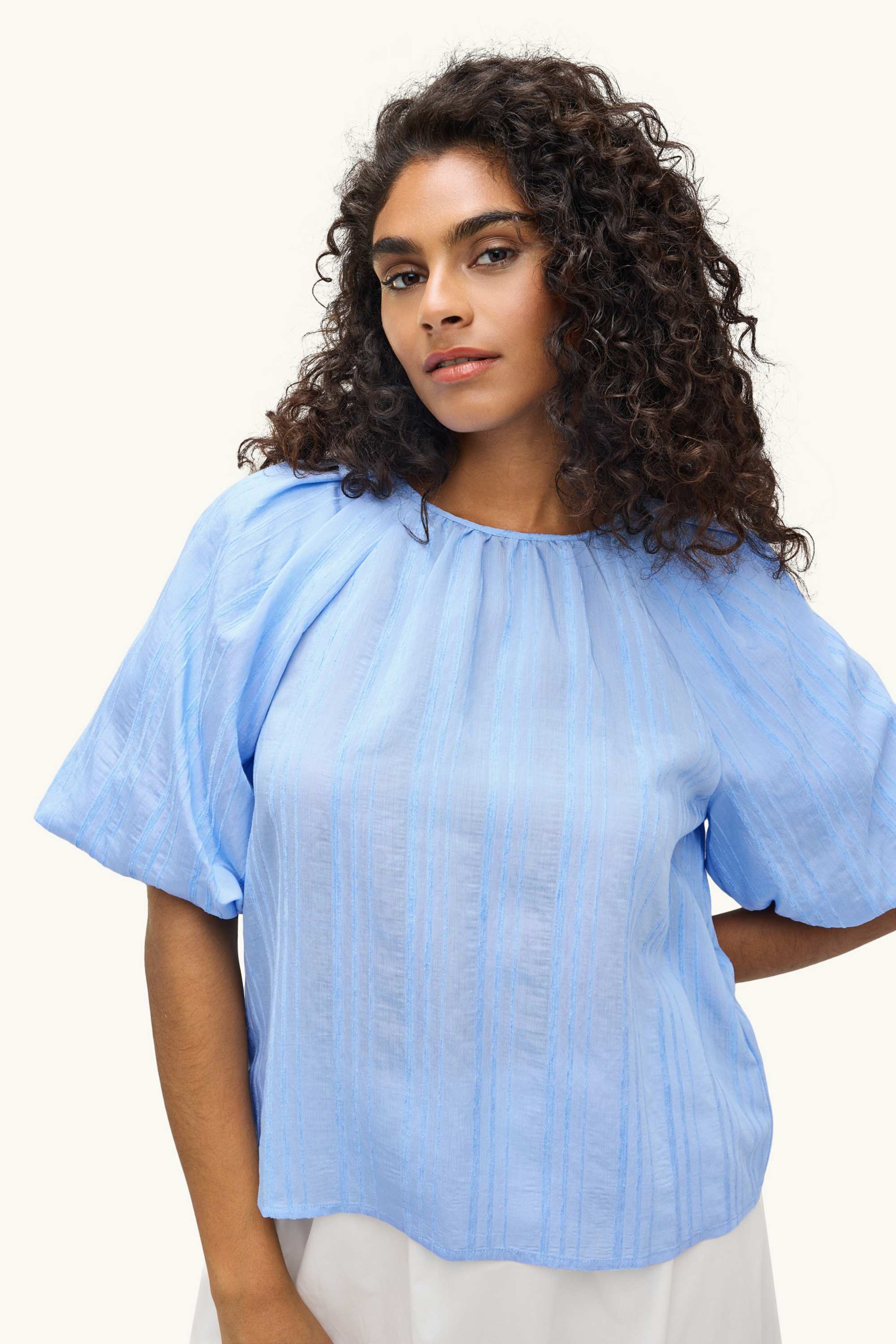 Blouse - textured blue