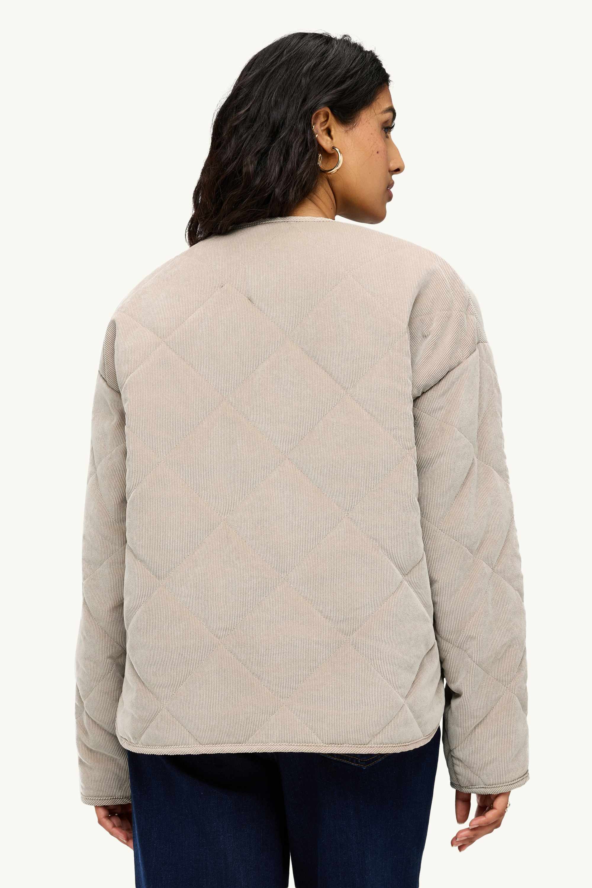 Corduroy quilted jacket light beige