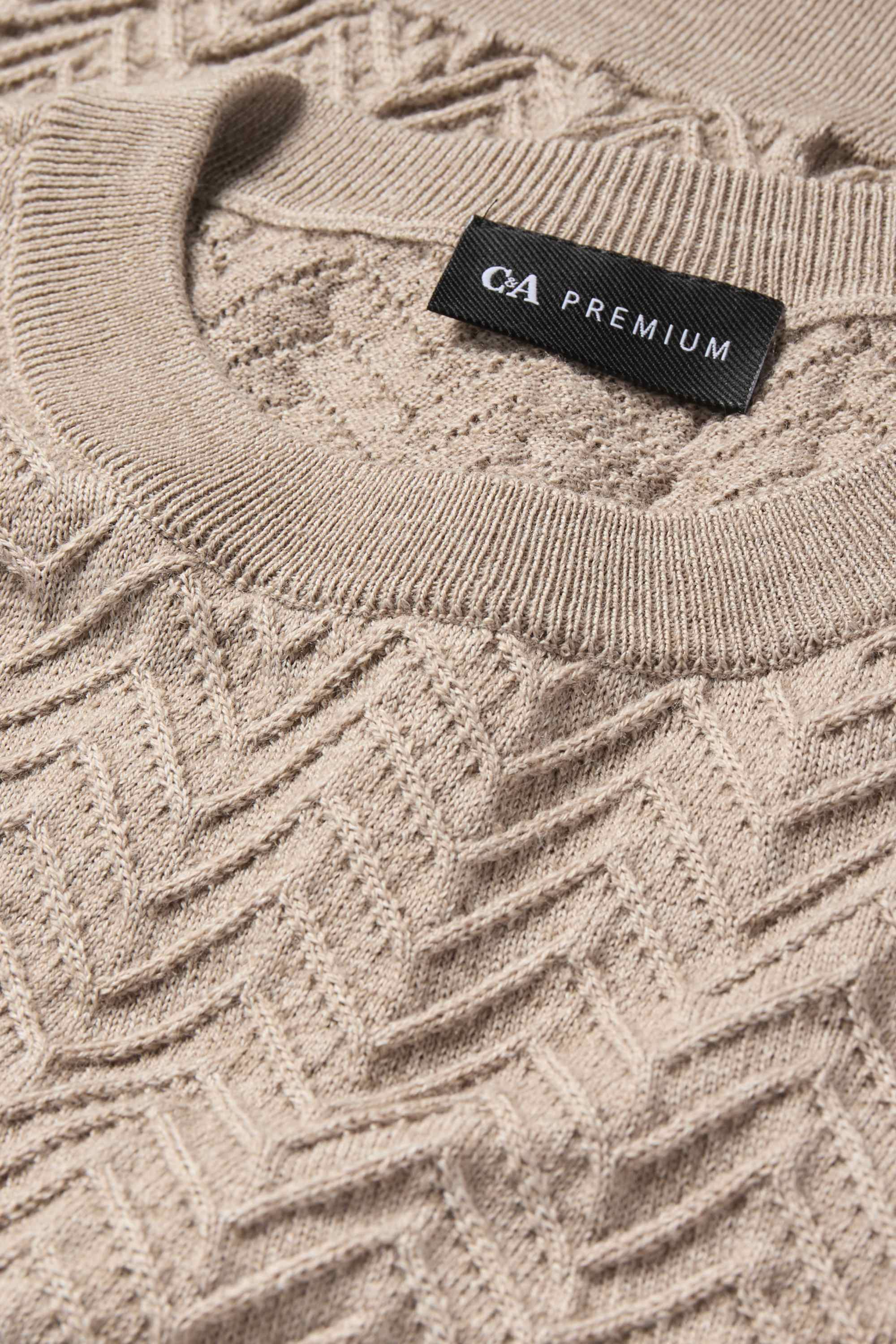 Jumper - wool blend - textured light beige