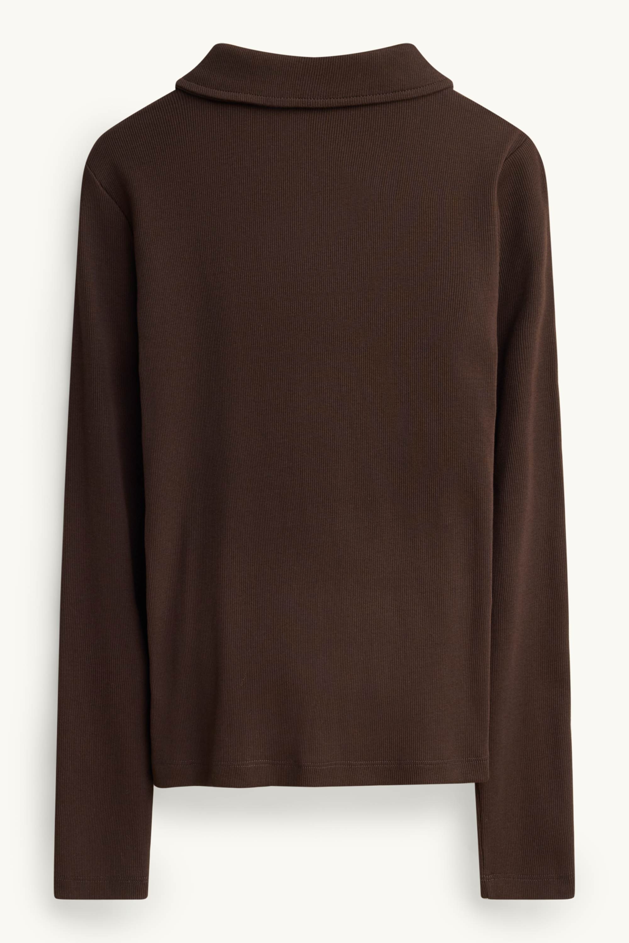 Long sleeve top - regular fit - ribbed dark brown