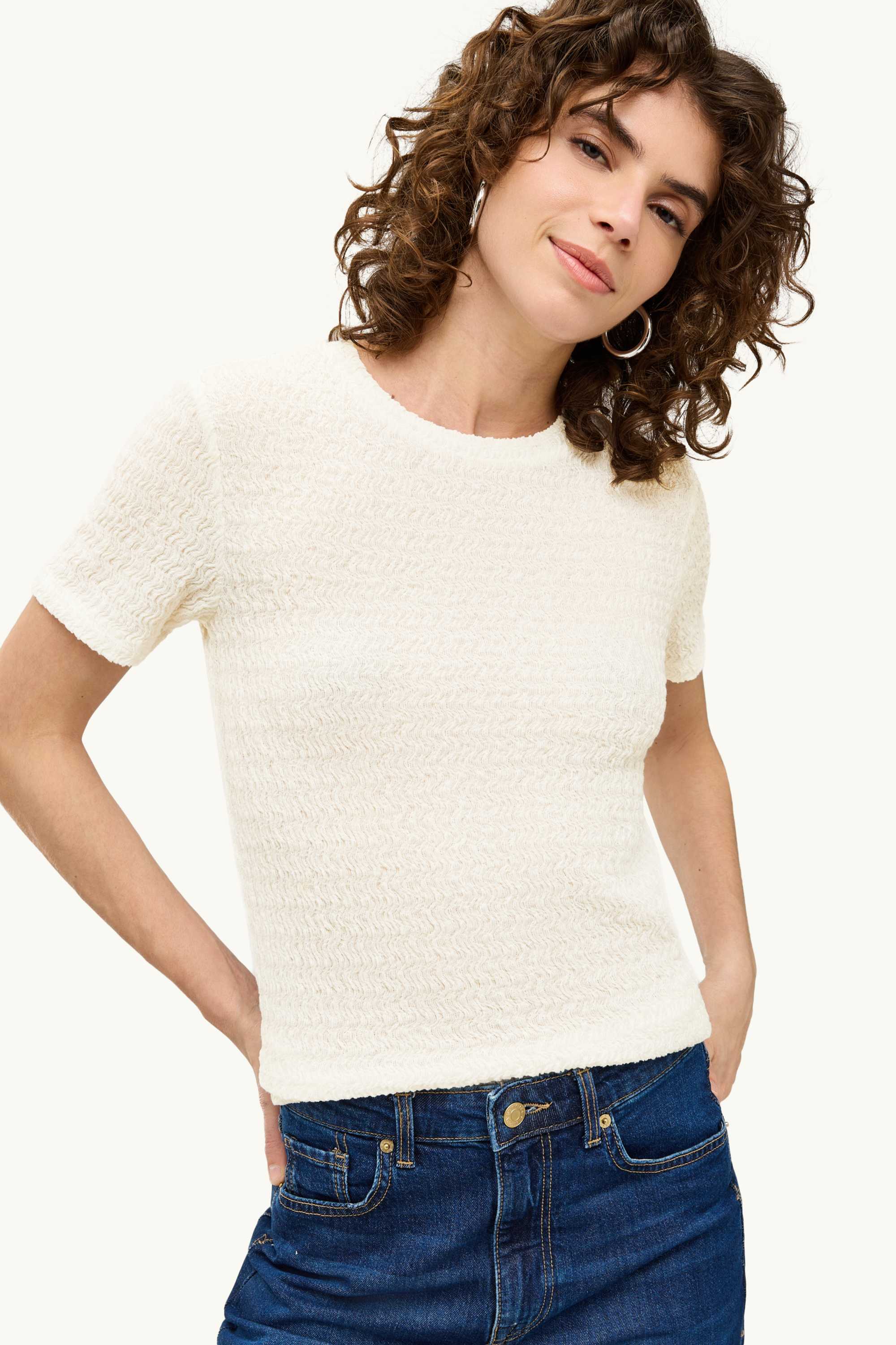 T-shirt - regular fit - textured white