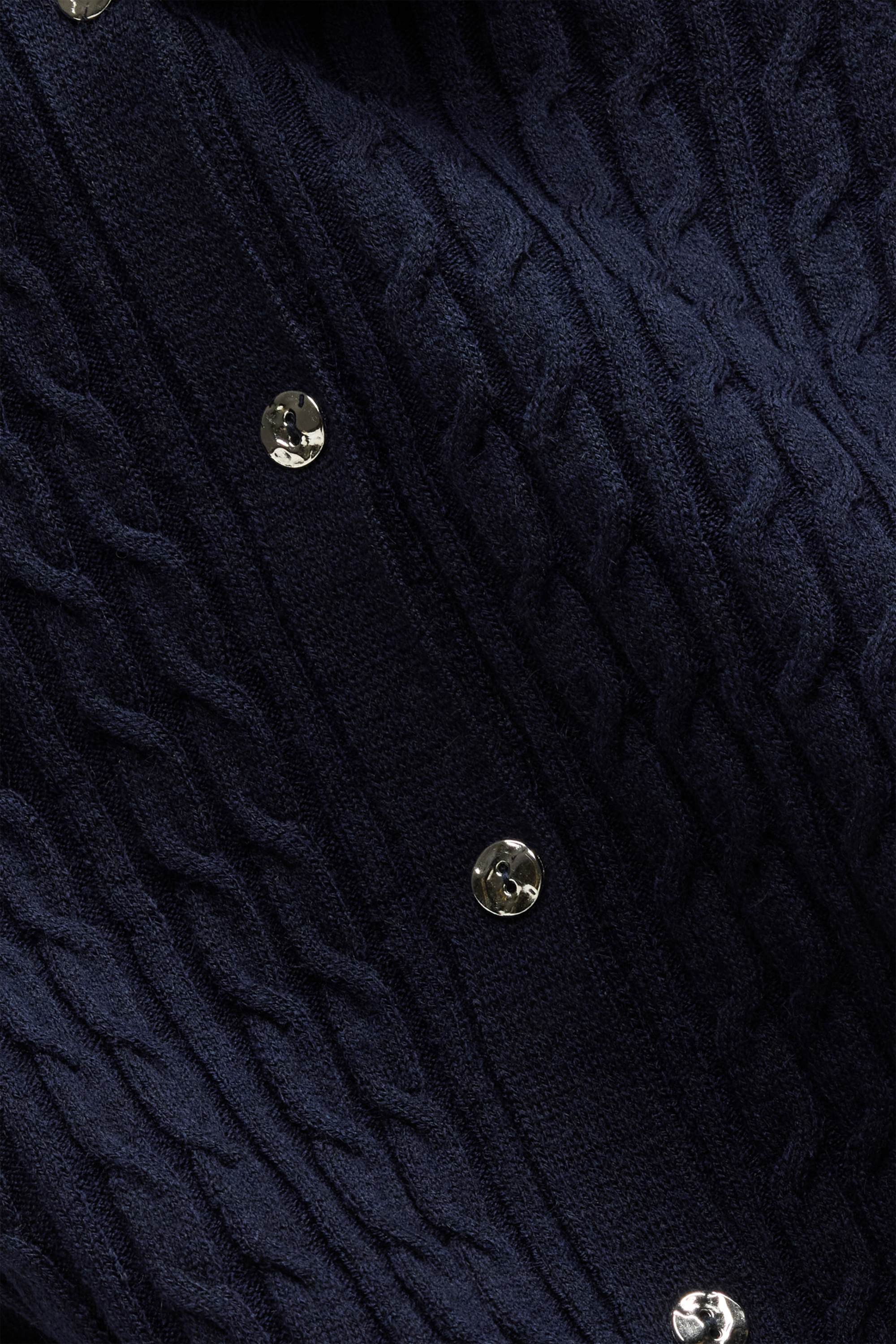 Cardigan - cable knit pattern dark blue / white