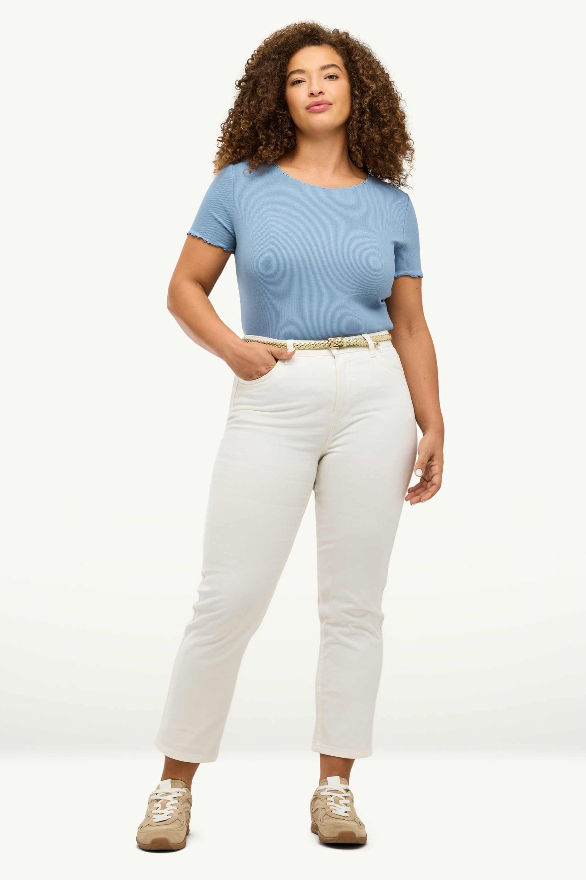 T-shirt - relaxed fit - ribbed light blue