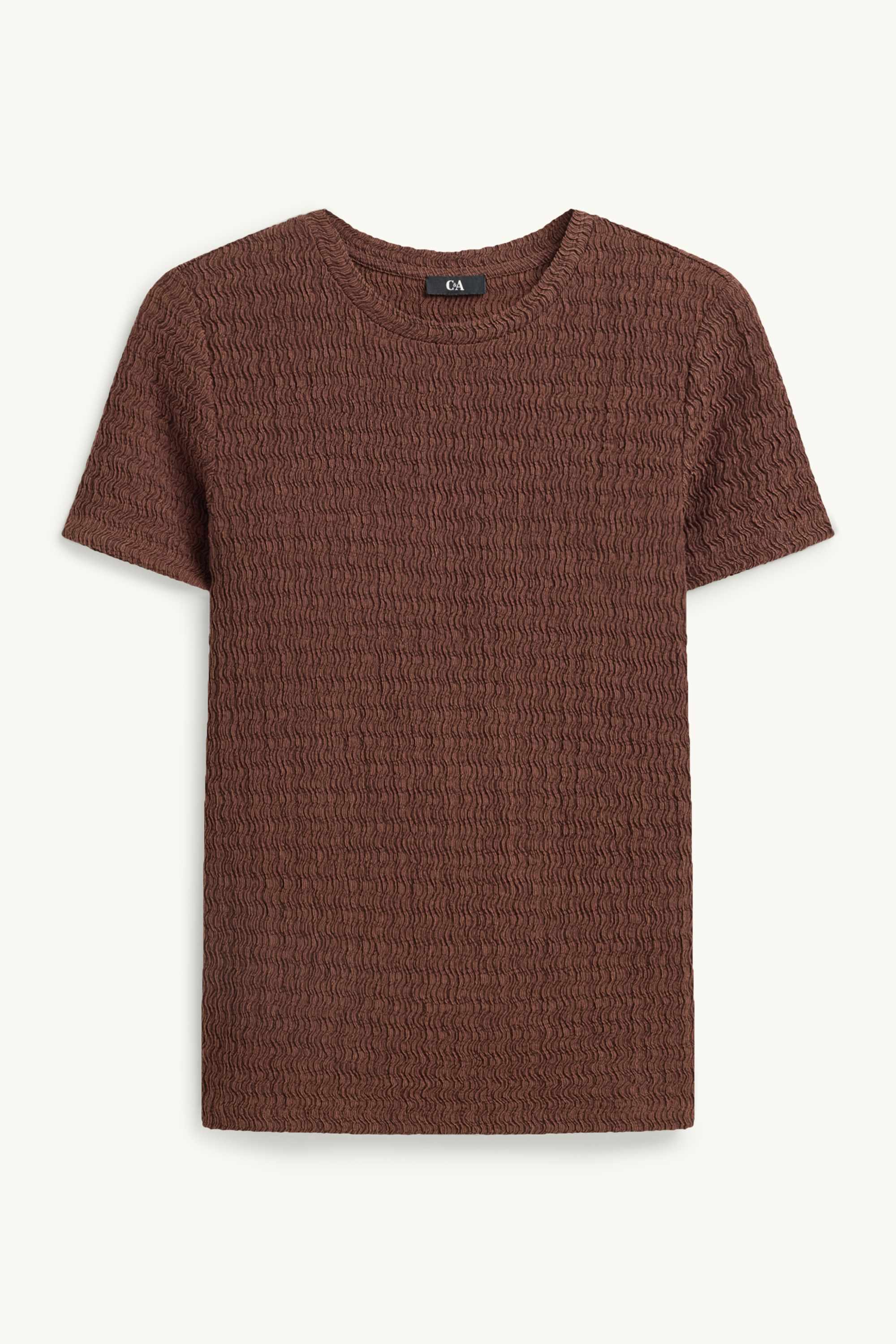 T-shirt - regular fit - textured dark brown