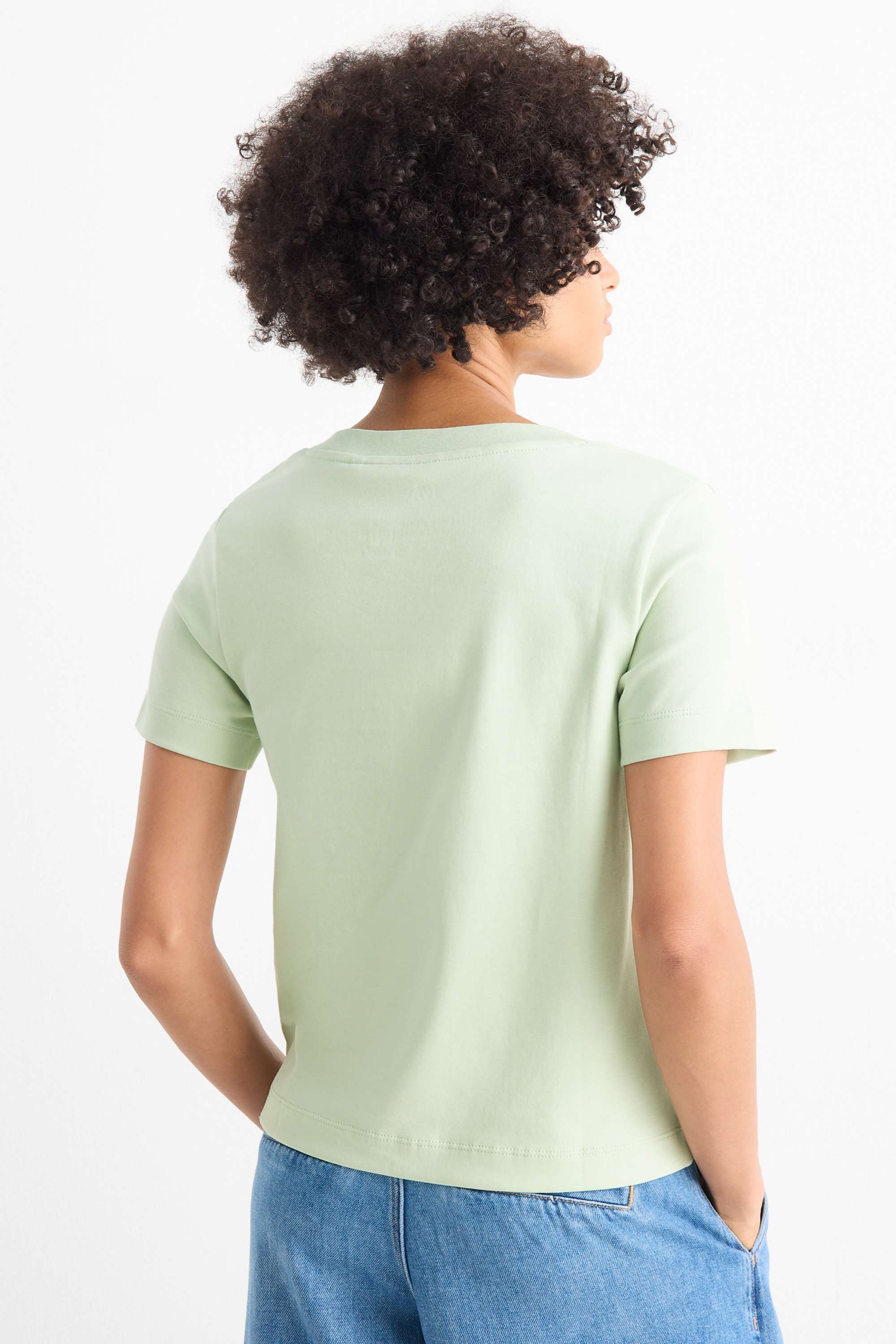 V-neck T-shirt - slim fit mint green