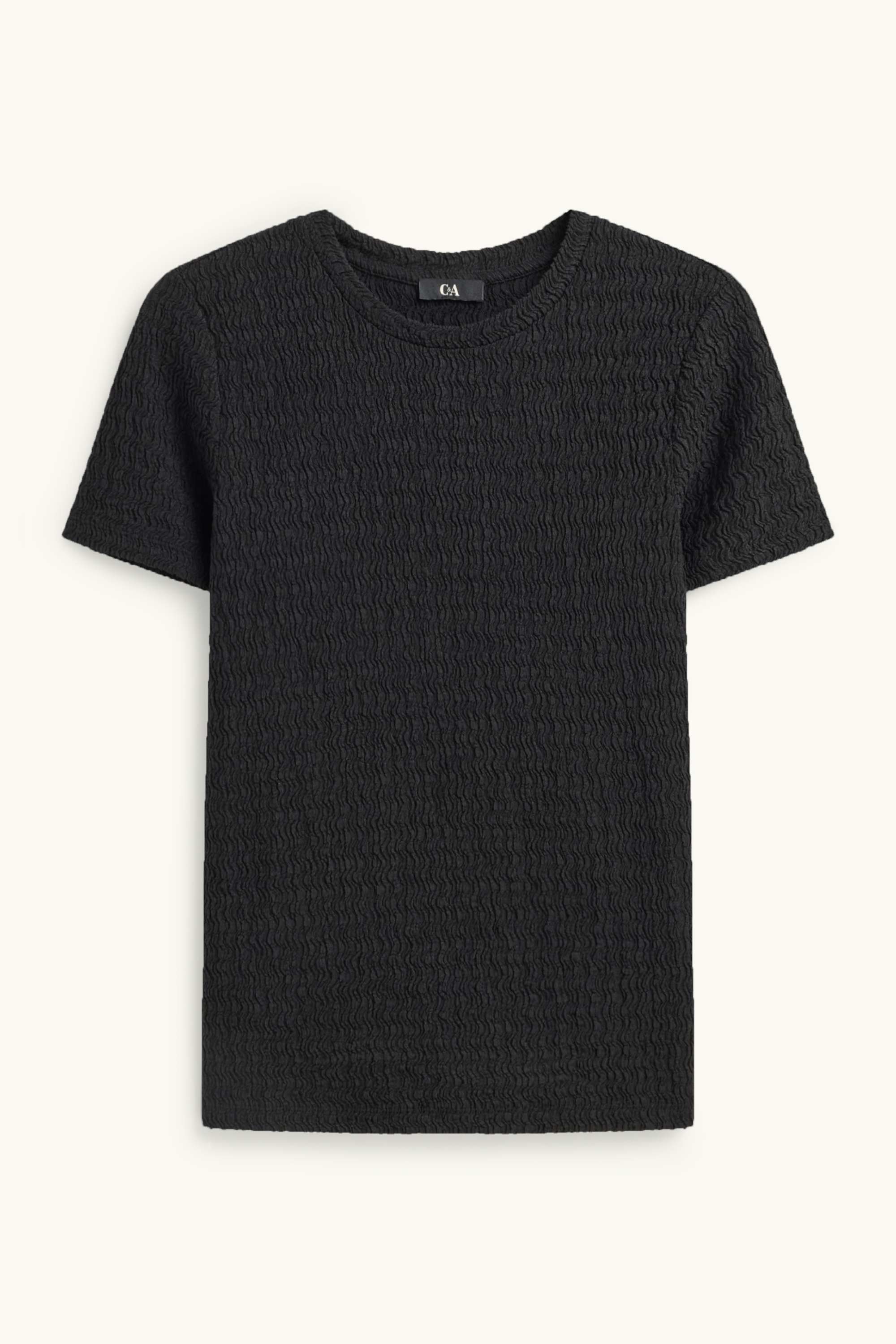 T-shirt - regular fit - textured black