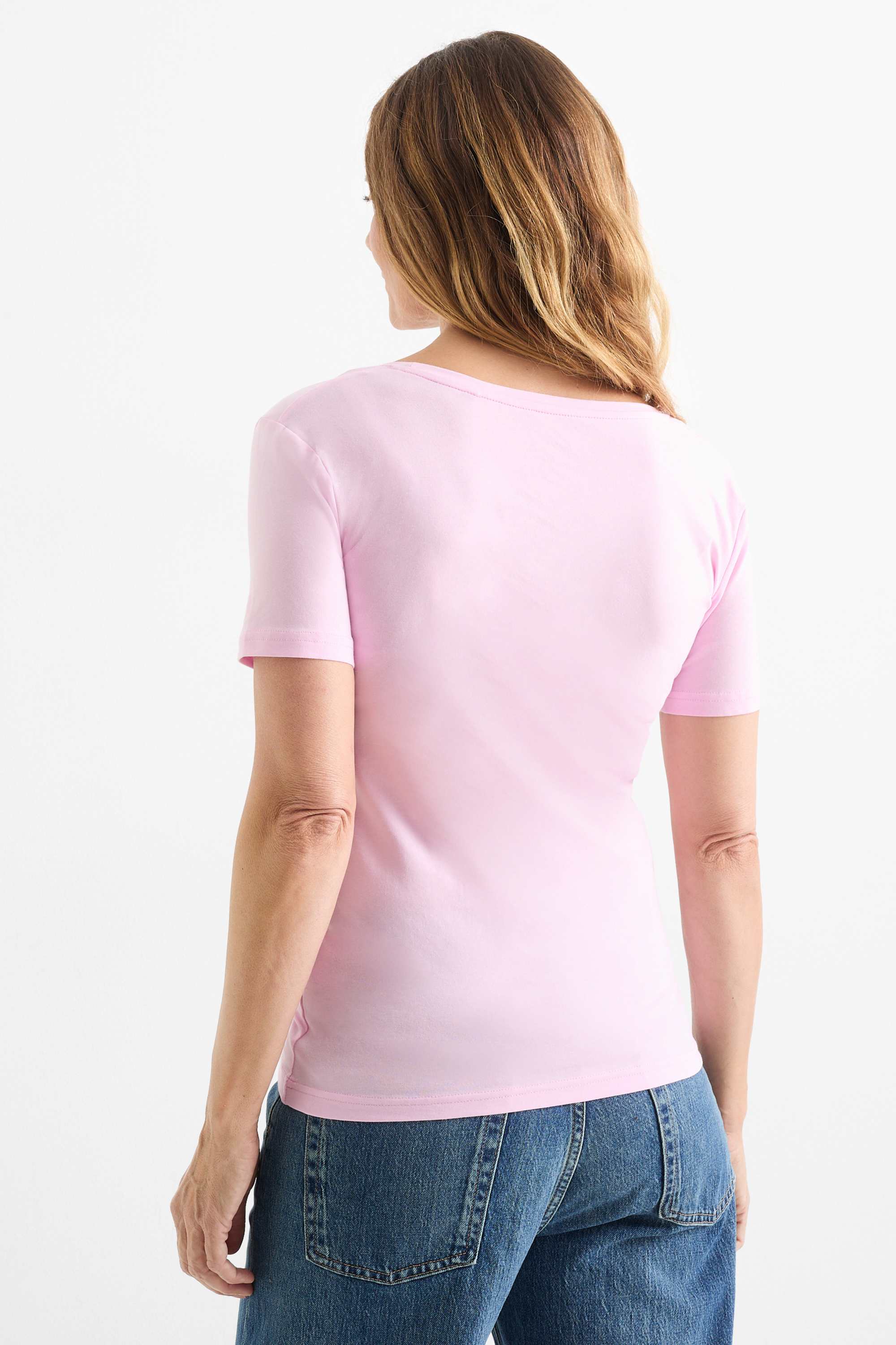 V-neck T-shirt - slim fit rose