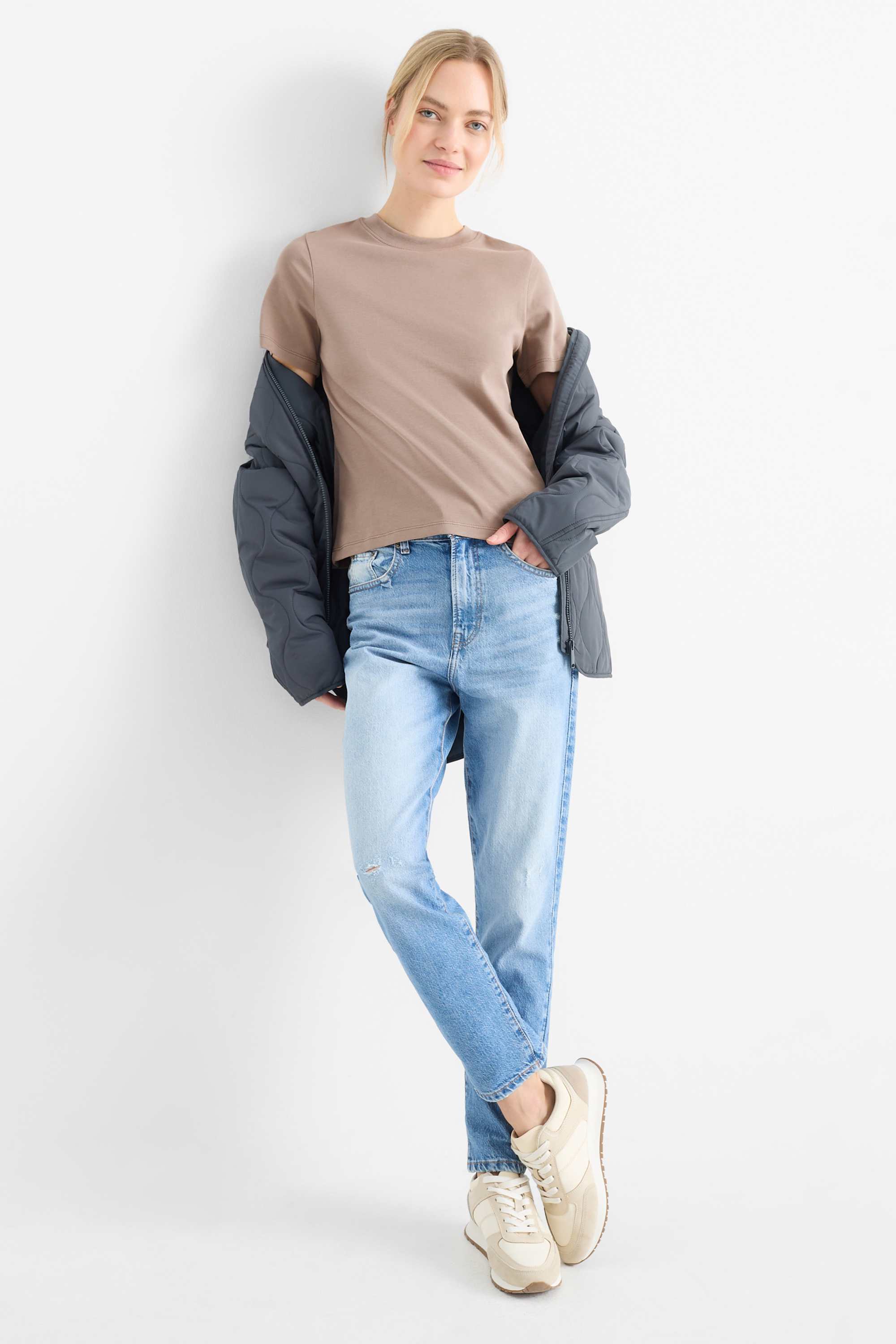 T-shirt - slim fit light brown