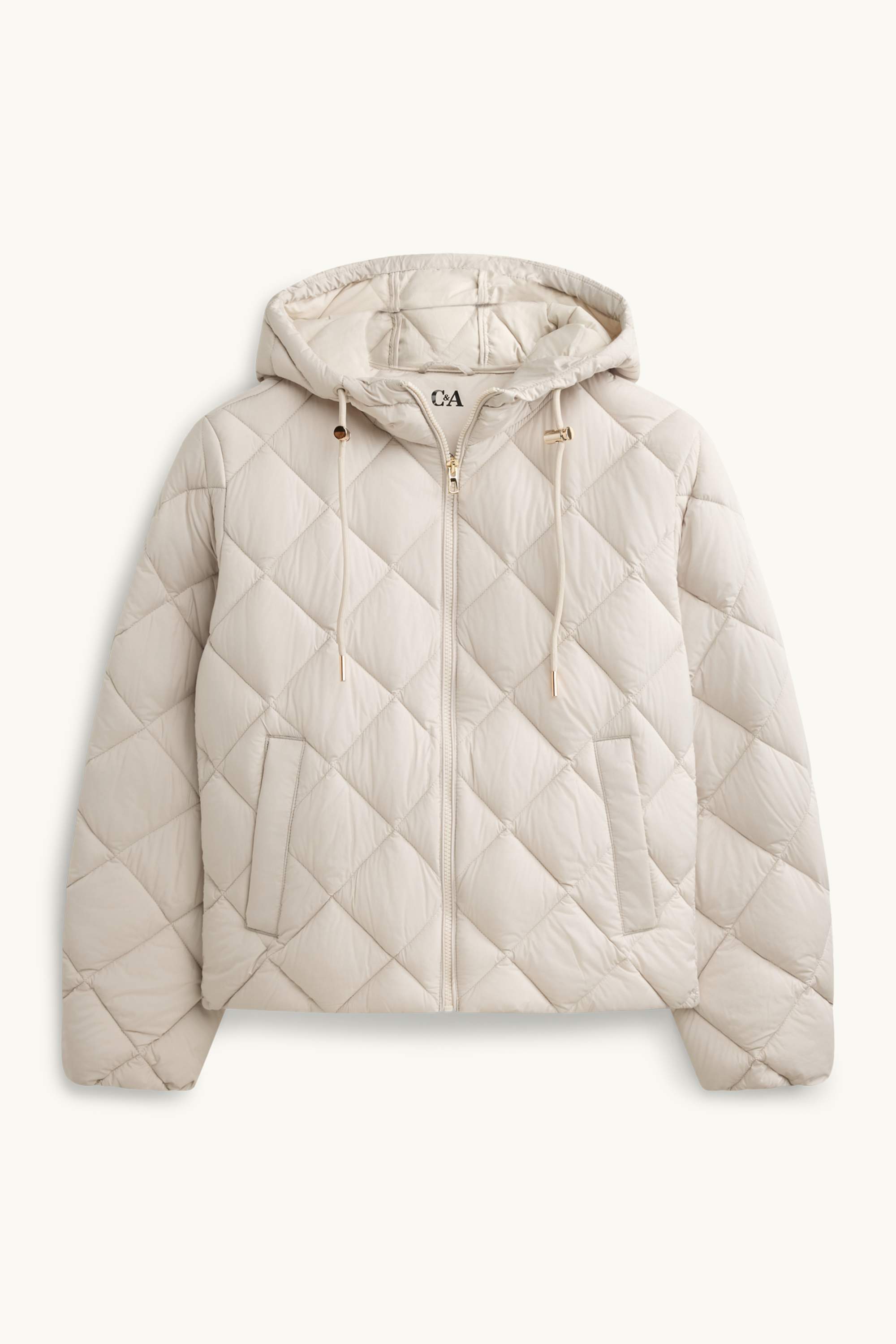 Quilted jacket with hood - water-repellent cremewhite