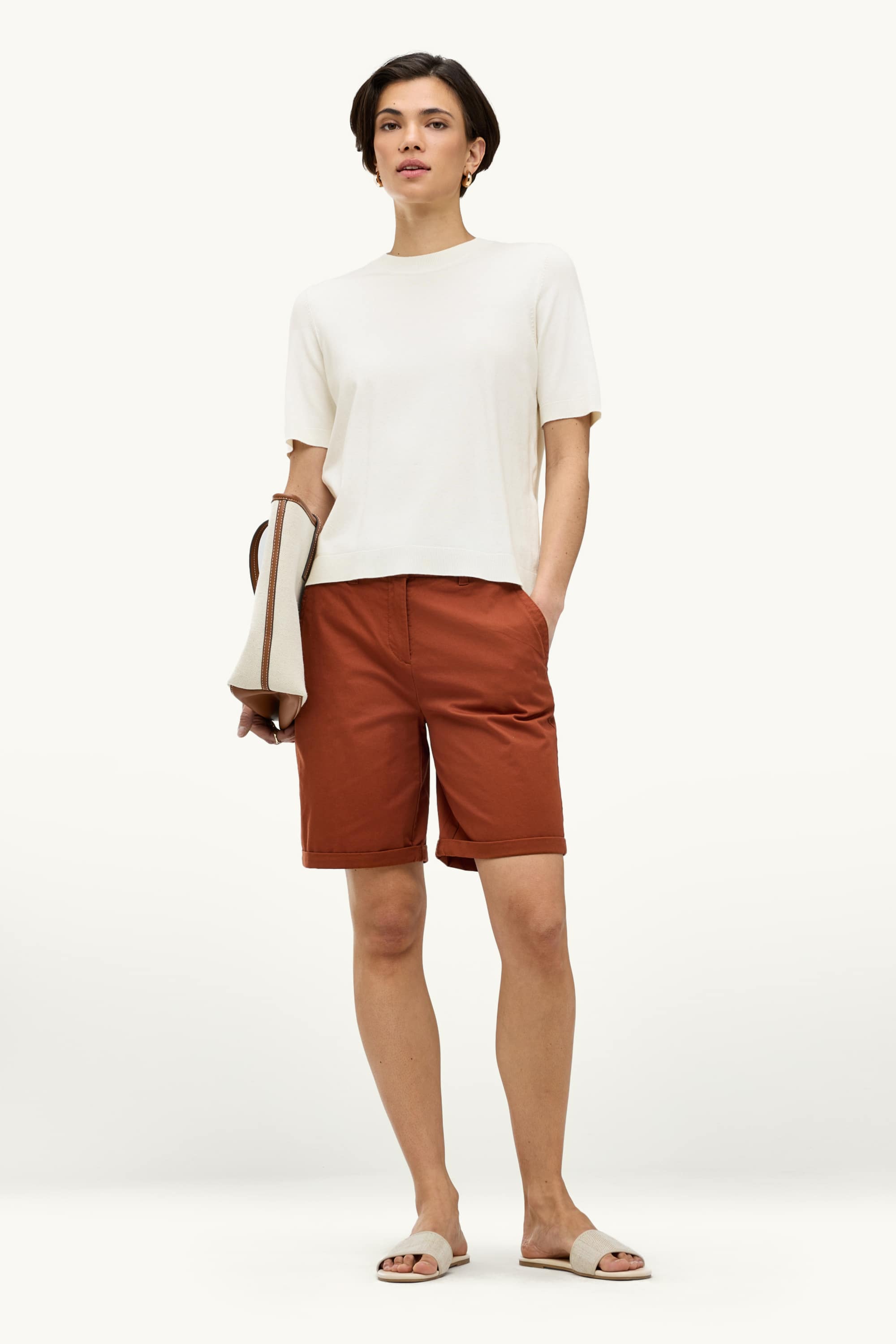 Knitted jumper - short sleeve white