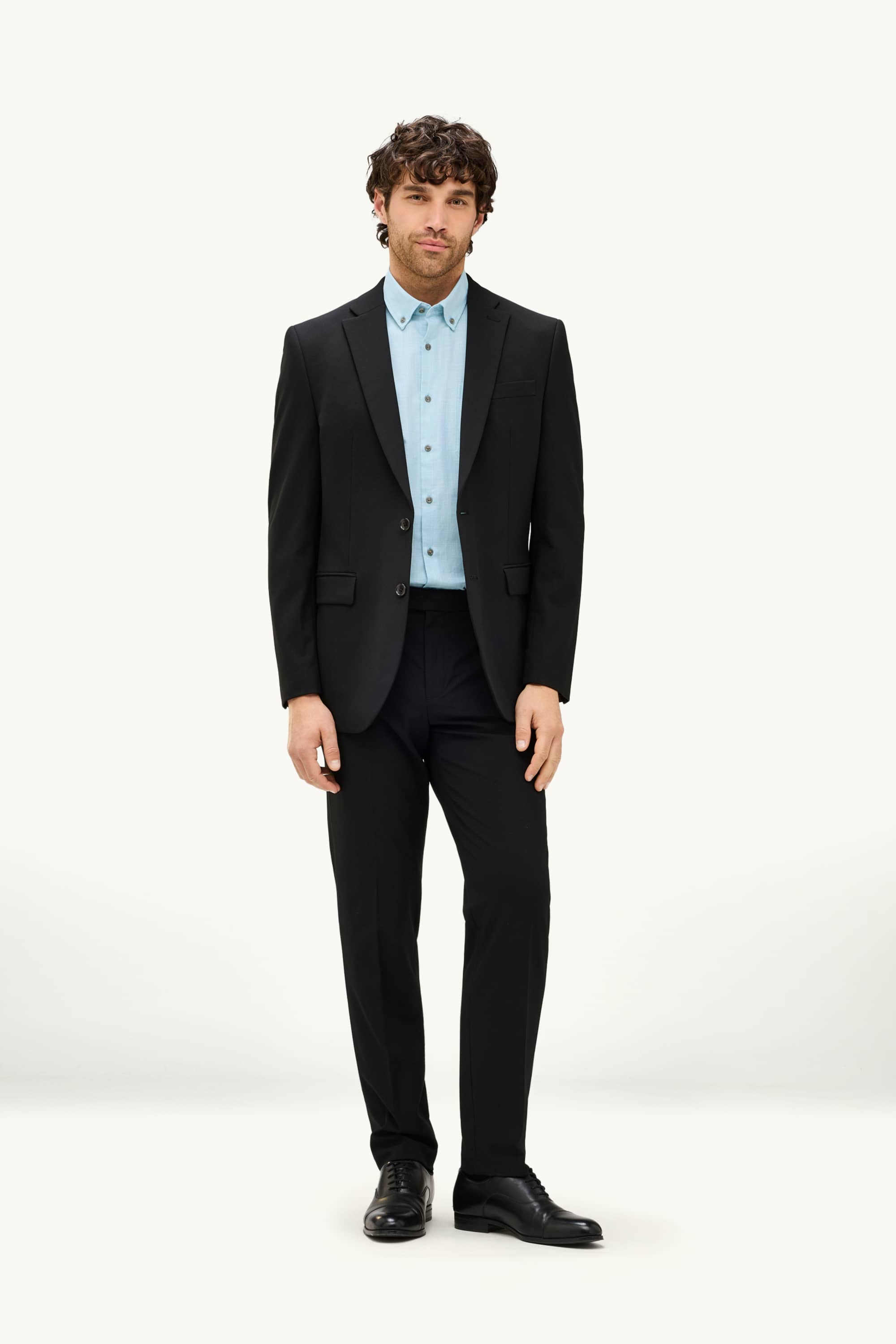 Business shirt - regular fit - button-down collar light blue