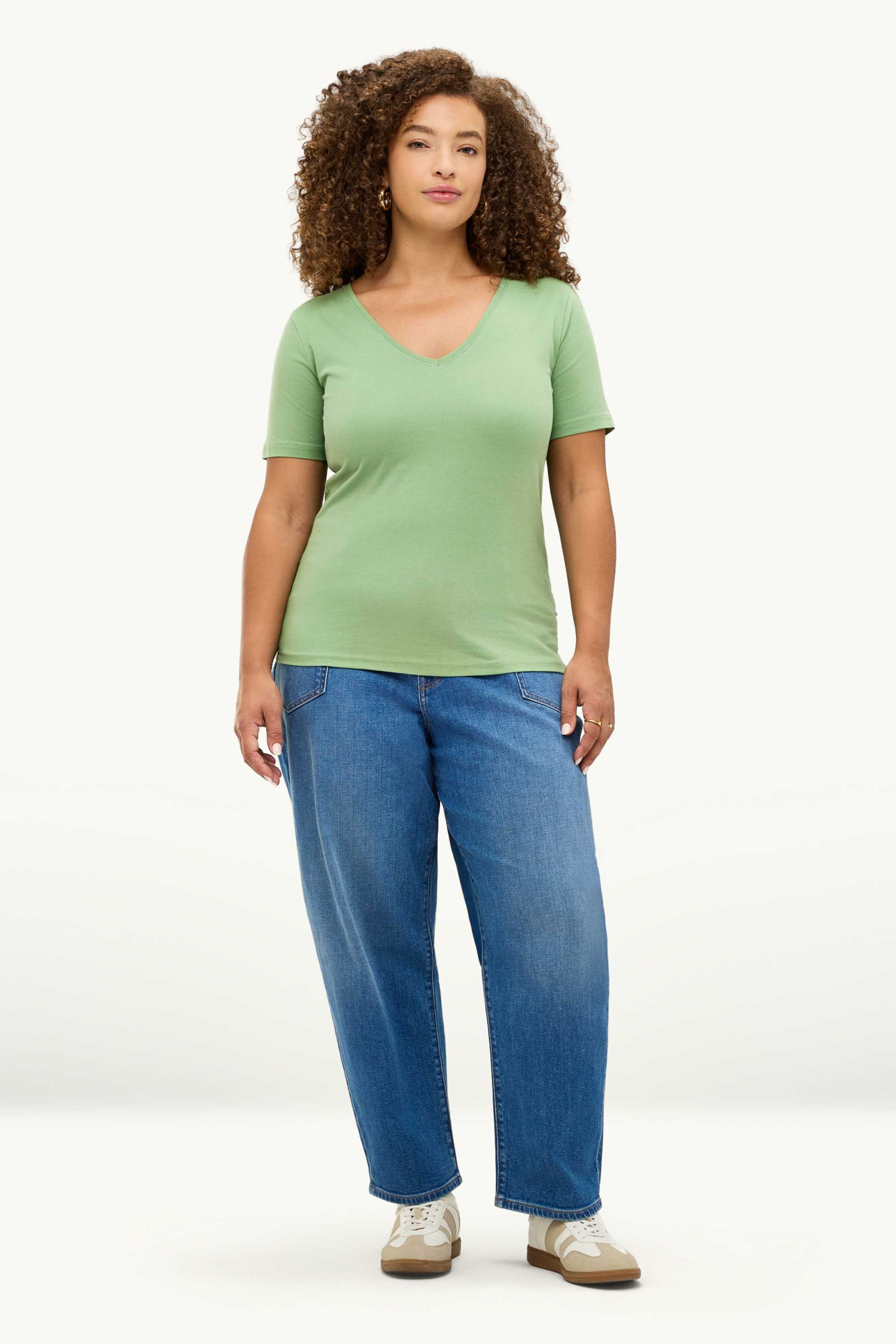 V-neck T-shirt - slim fit green