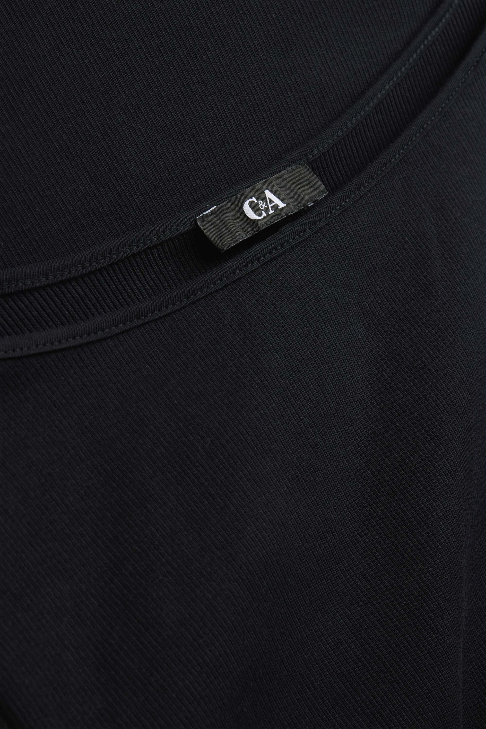 Long sleeve top - slim fit - ribbed black