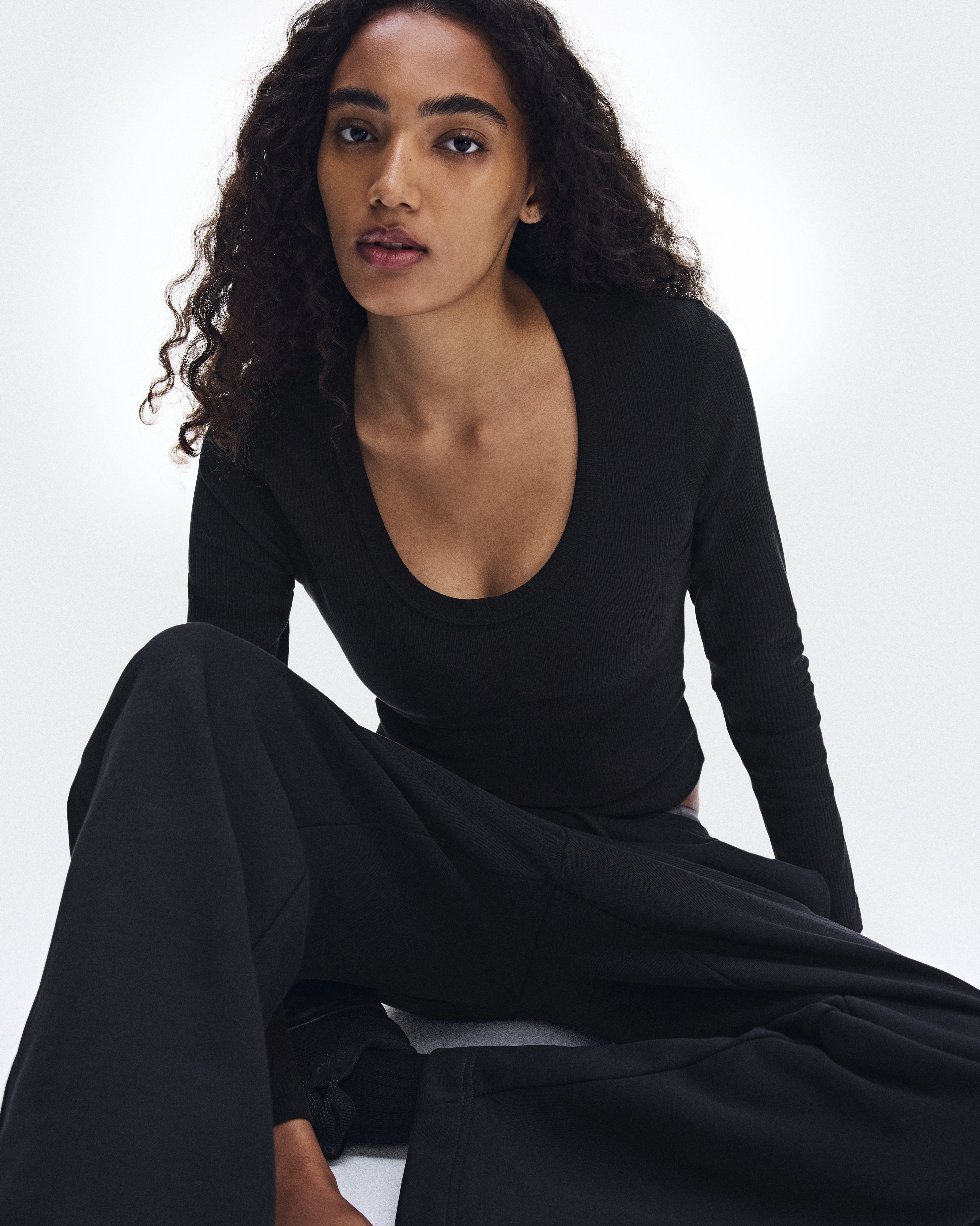 All-Day Ribbed Long-T - Black