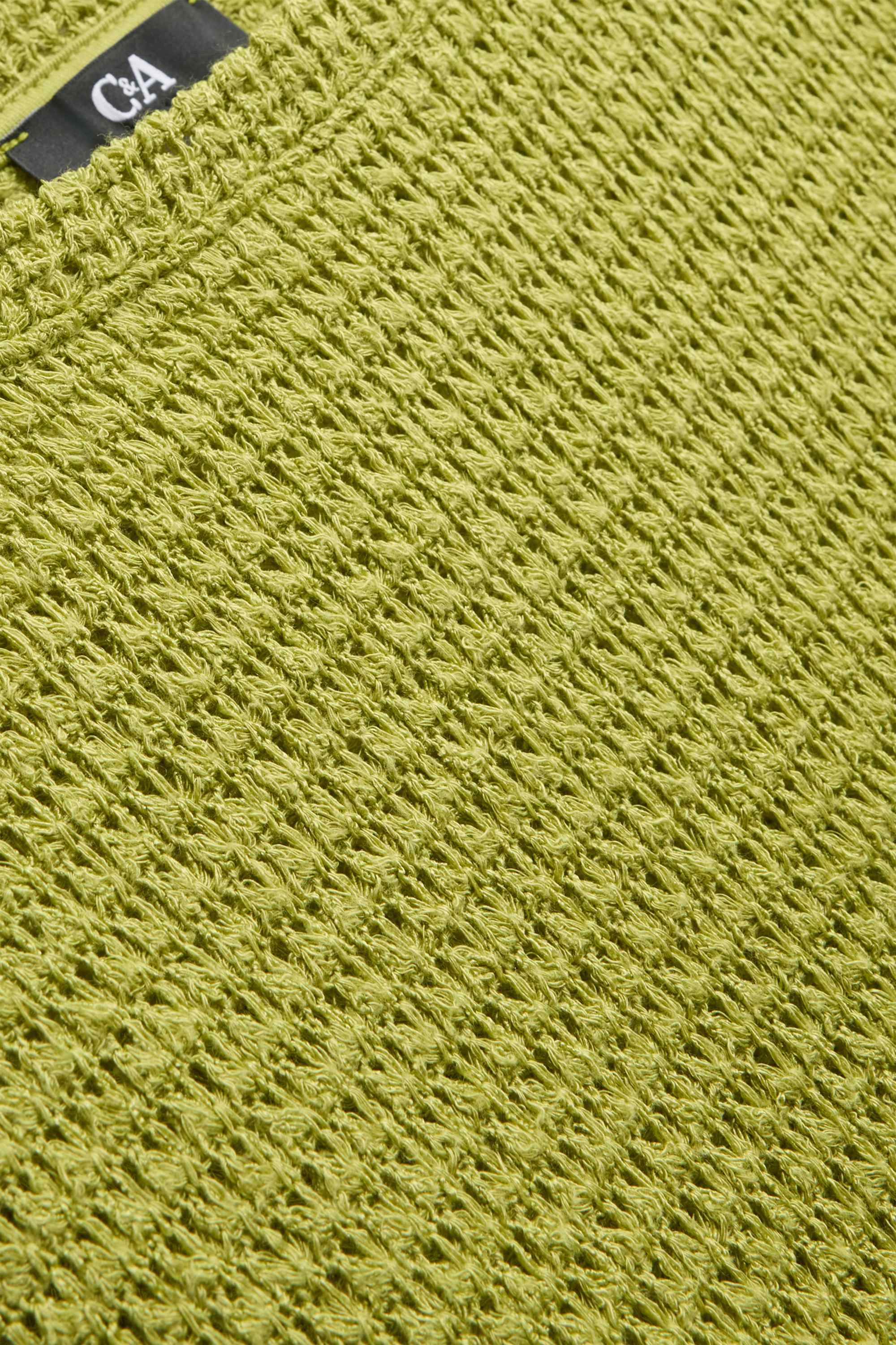 Knitted T-shirt - relaxed fit - textured light green