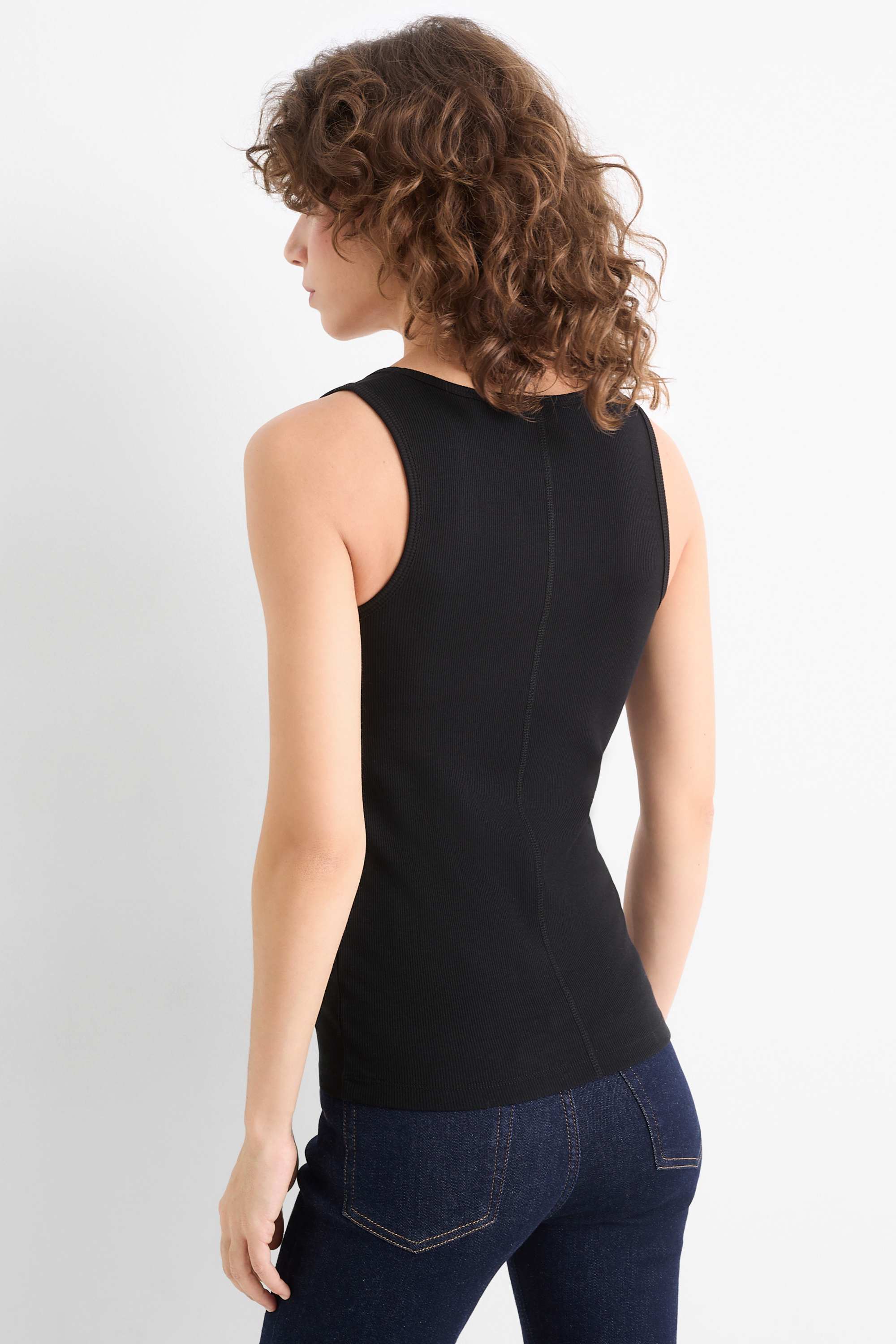 Multipack of 2 - top - ribbed white / black