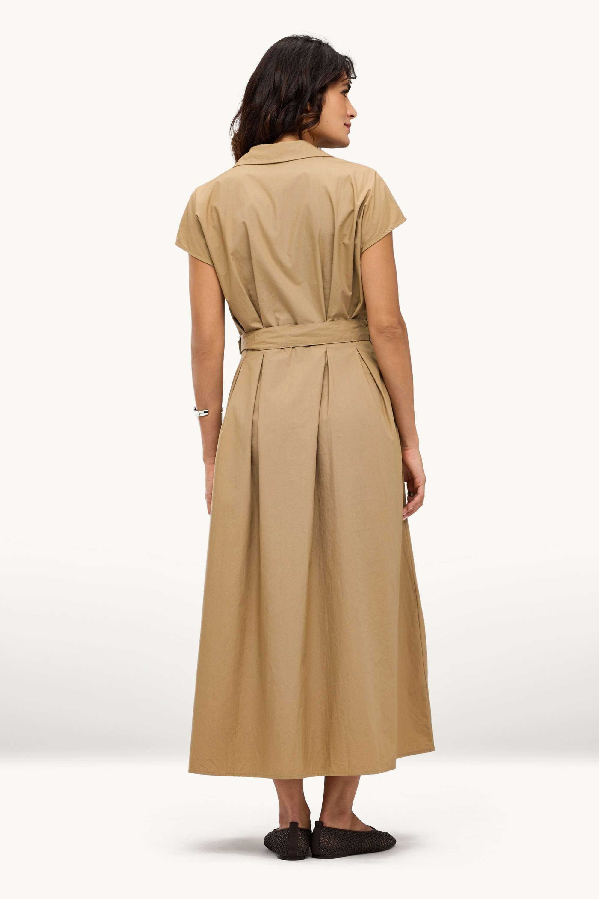 Dress with belt - straight fit beige