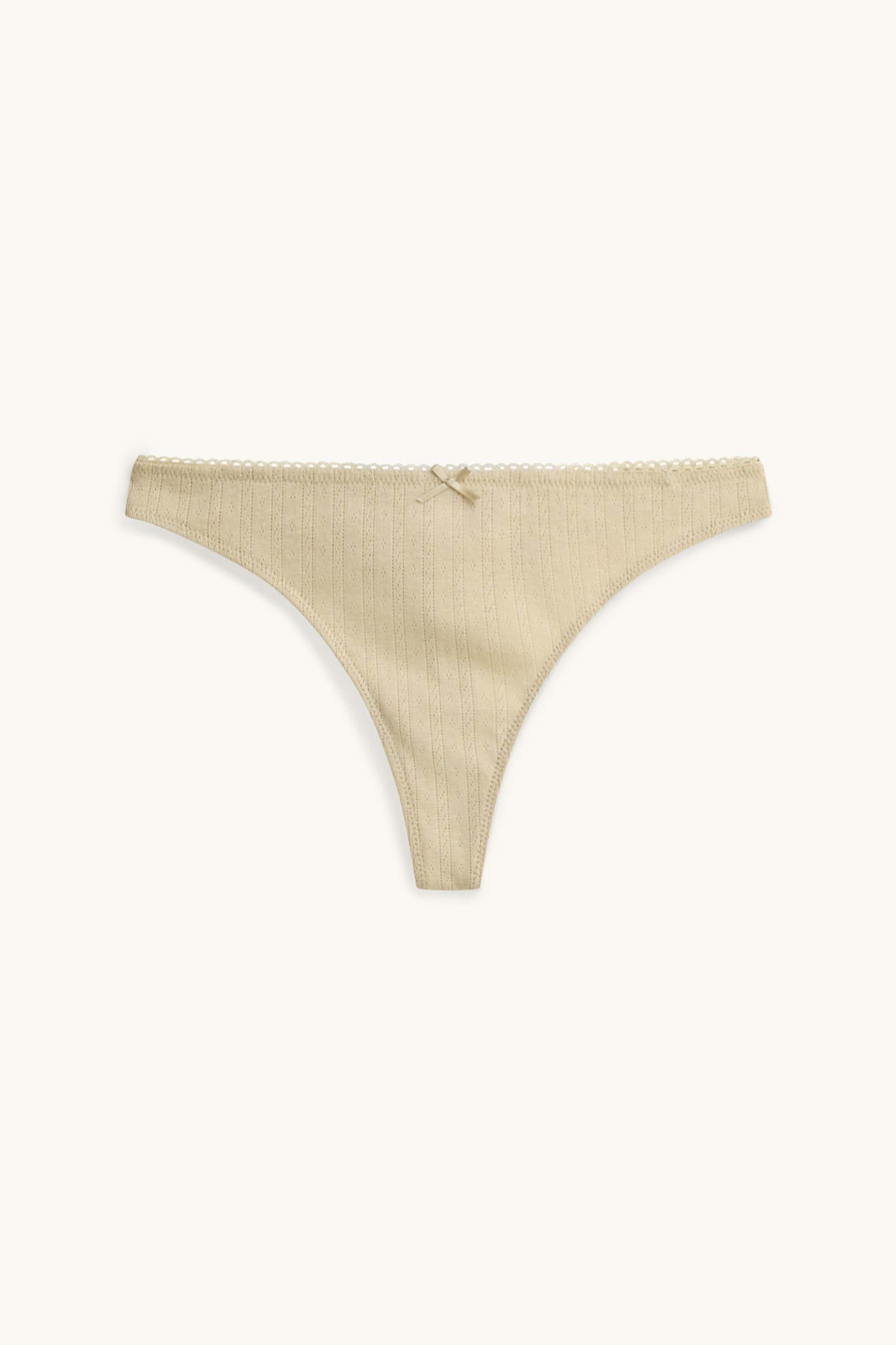 Pointelle thong beige