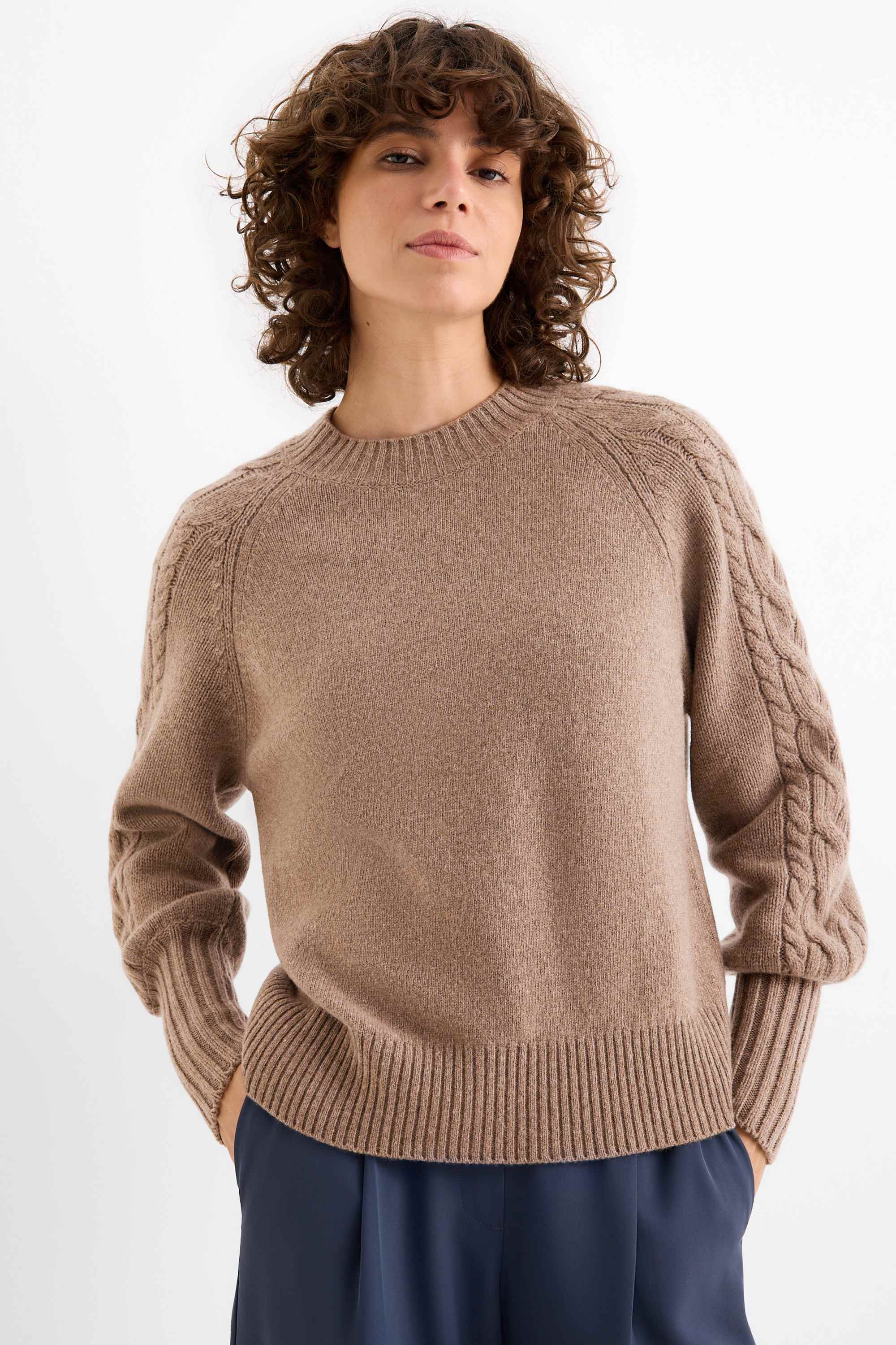 Cashmere jumper light brown