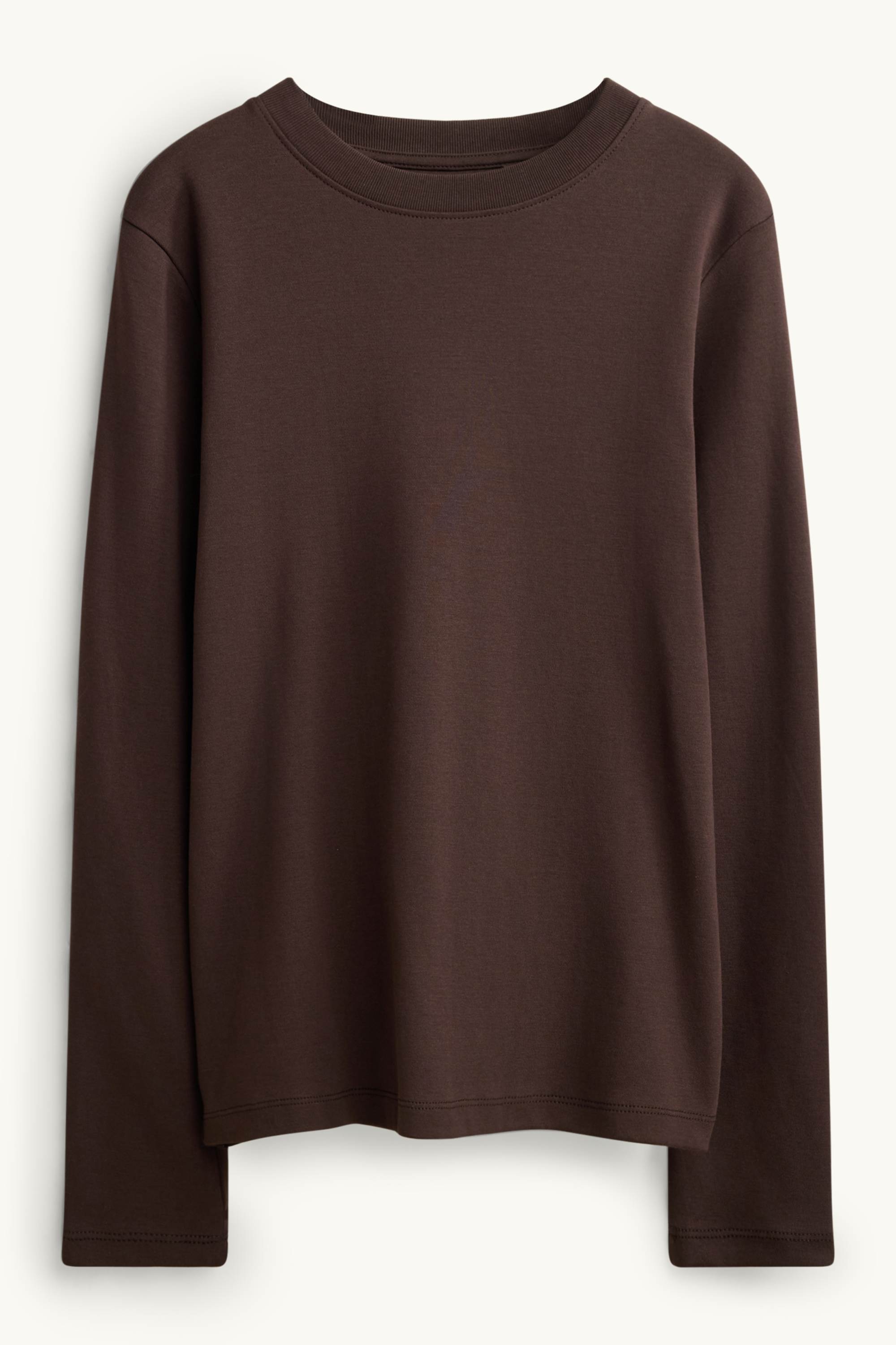Long sleeve top- regular fit dark brown