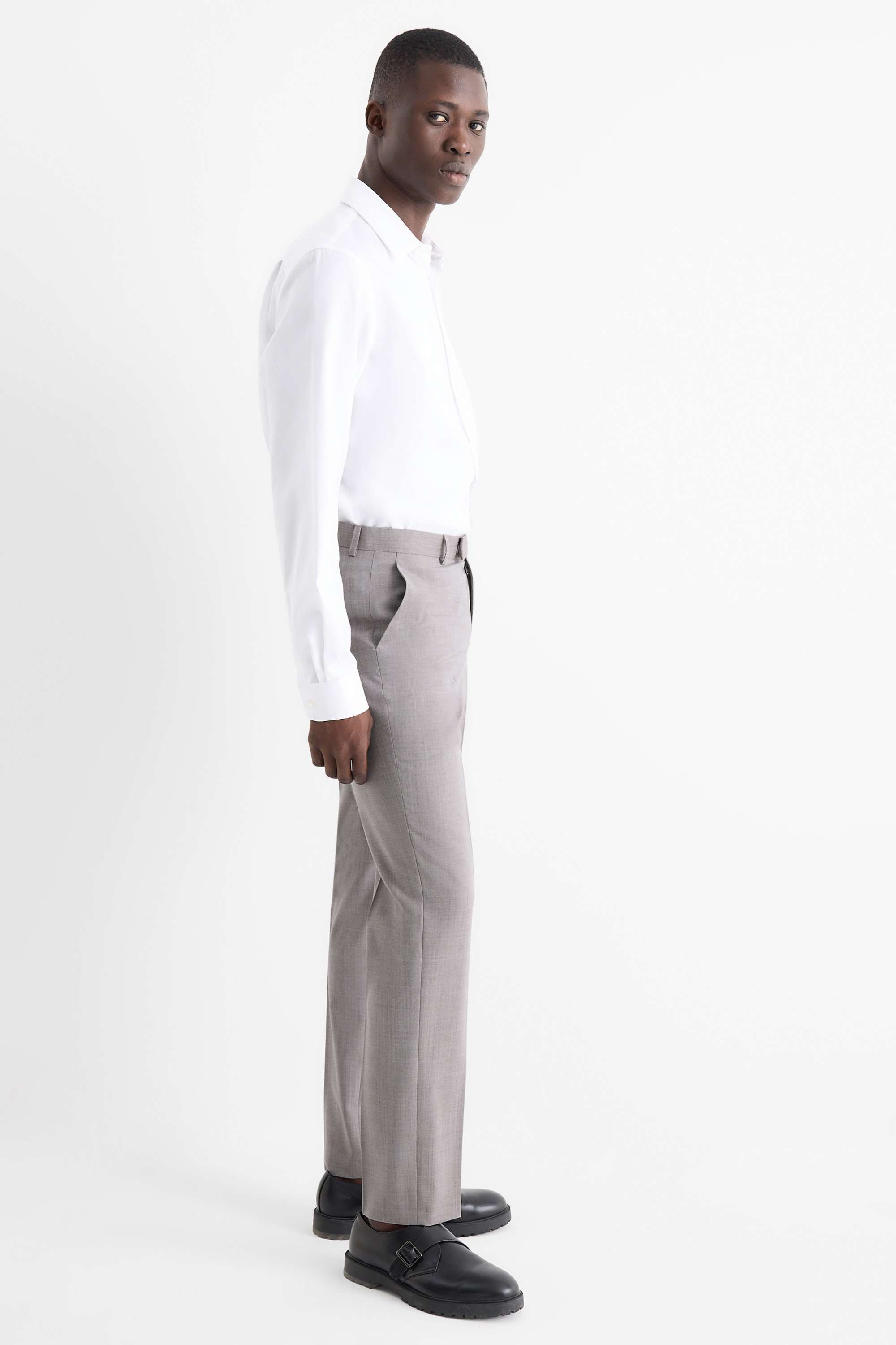 Mix & match wool trousers - regular fit light gray