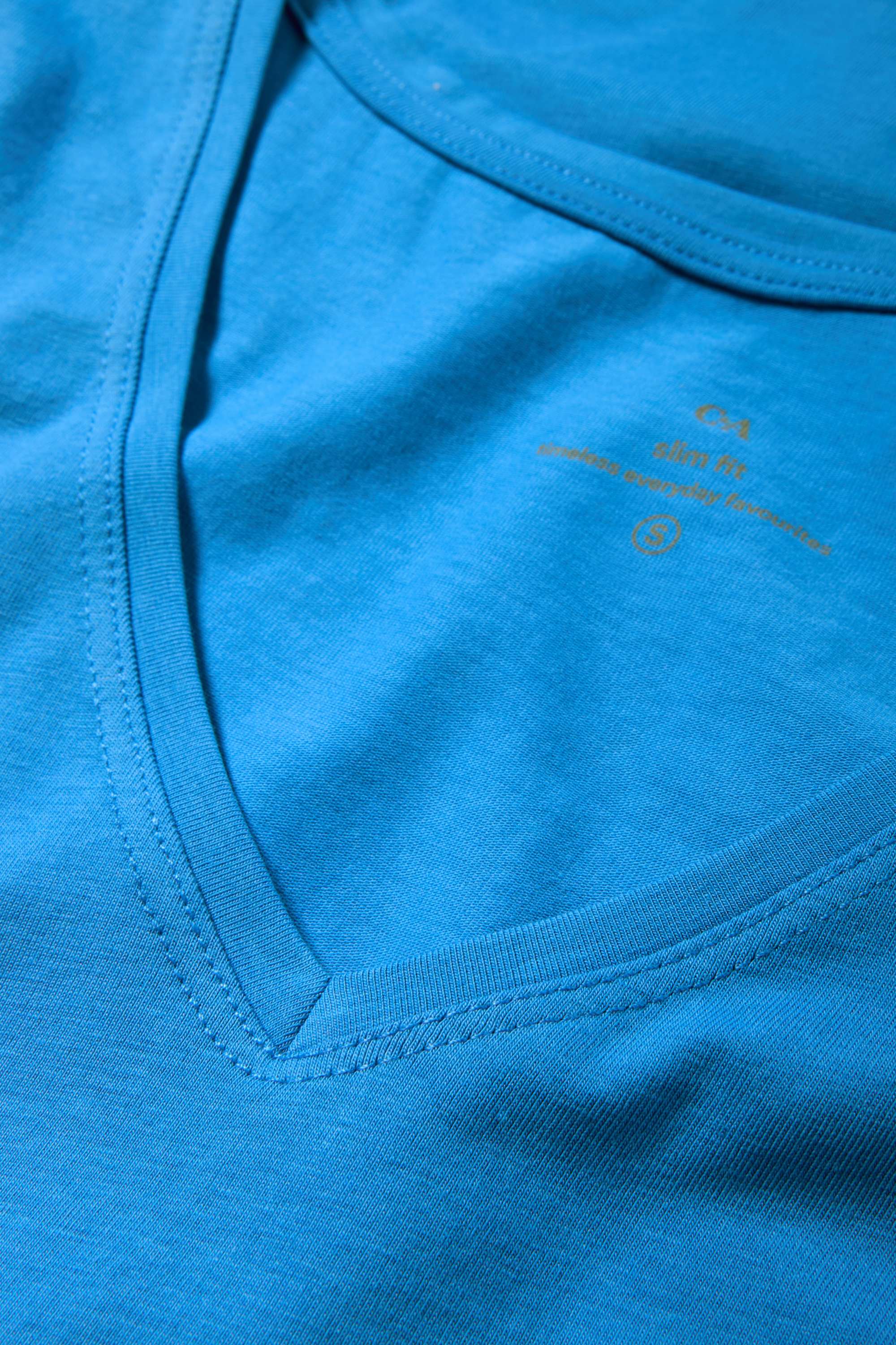 V-neck T-shirt - slim fit blue