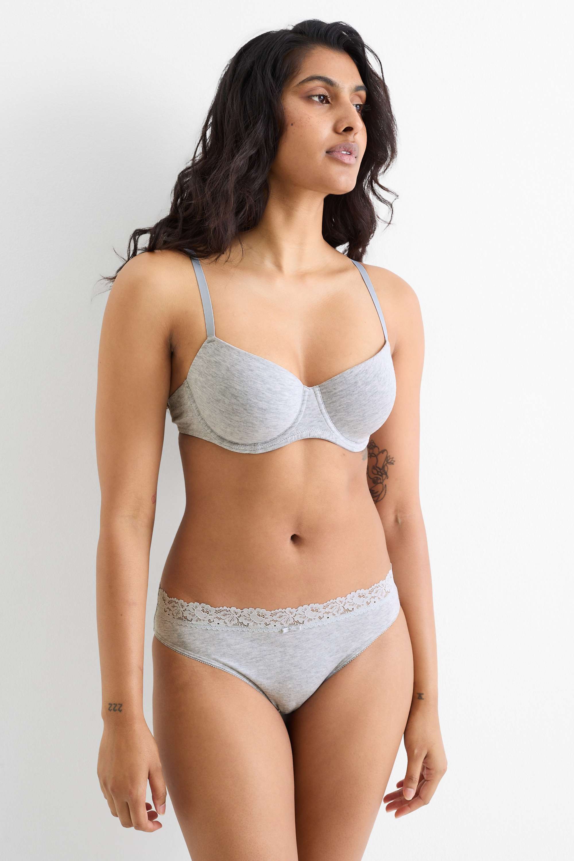 Multipack of 2 - underwire bra - DEMI - padded light gray-melange
