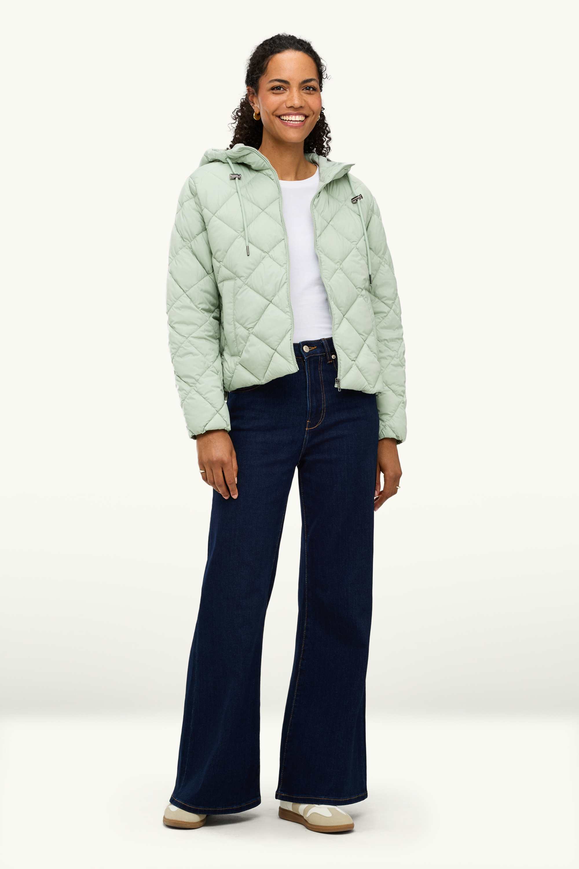 Quilted jacket with hood - water-repellent mint green